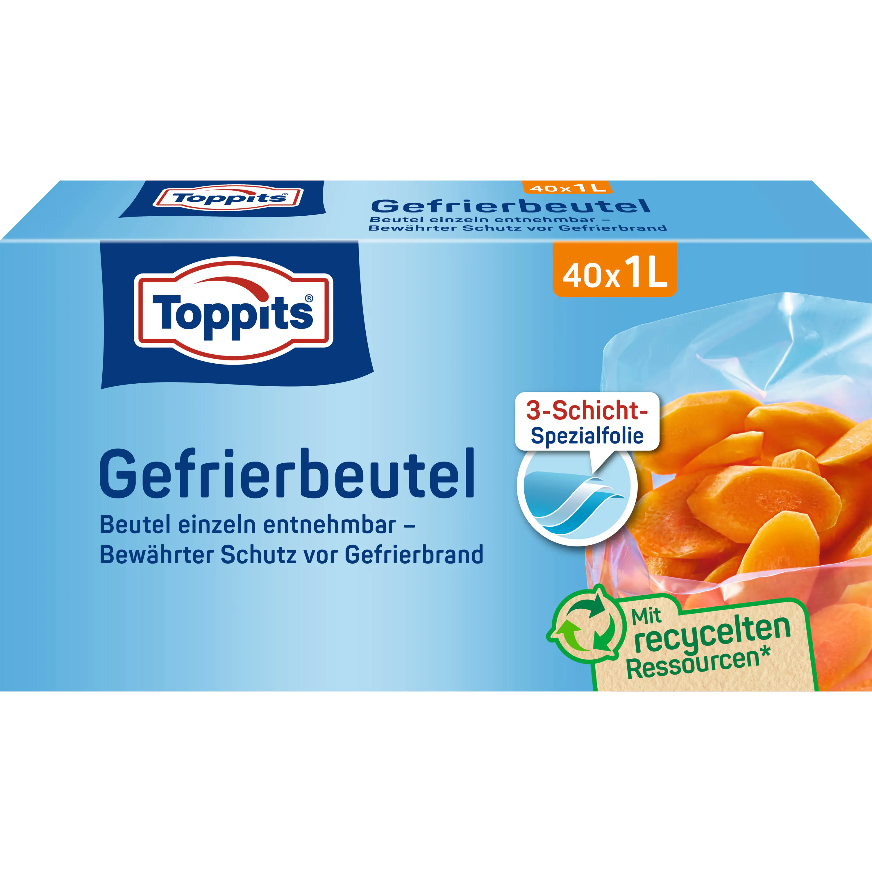 Toppits® Gefrierbeutel Standboden 1L NP 