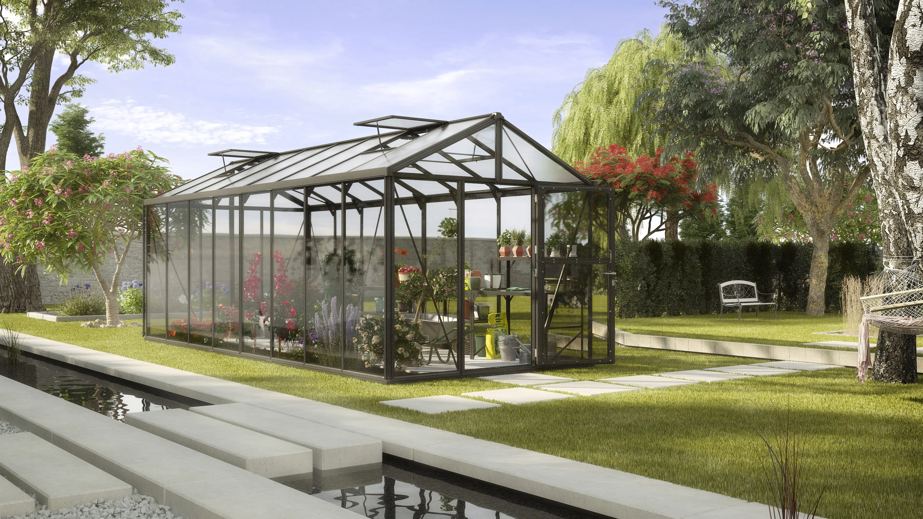 Vitavia Gewächshaus-Set Zeus 15700 ESG/HKP schwarz 266 x 621 cm 