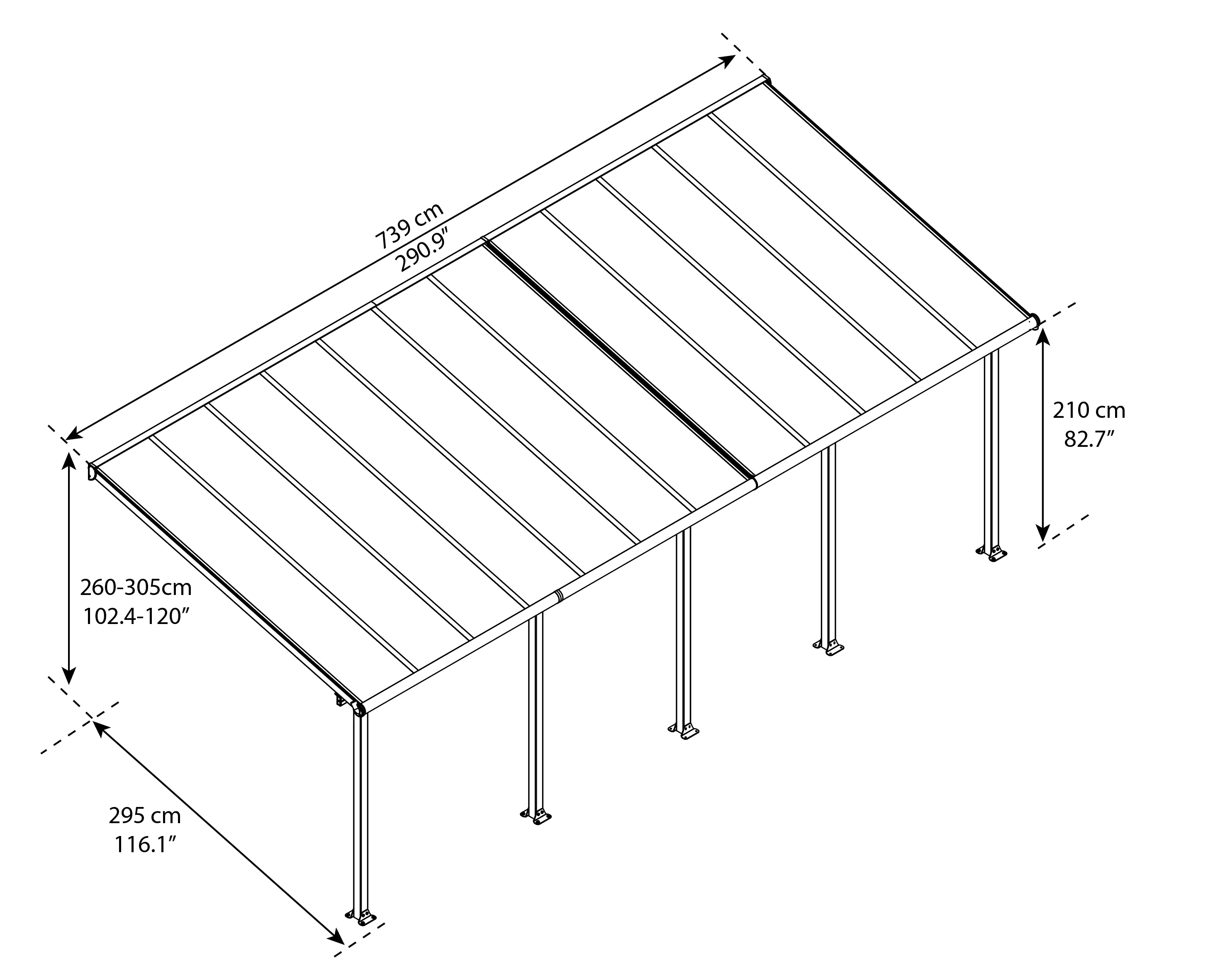 7290108134339_7 Canopia Terrassenüberdachung Olympia 3x7.3