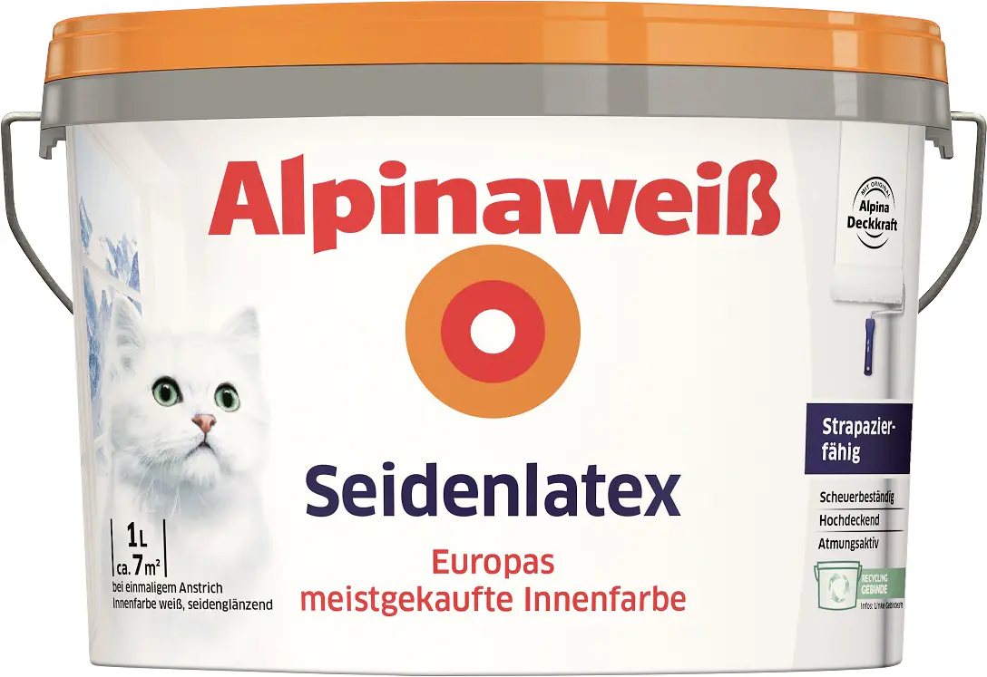 Alpina Seidenlatex Alpinaweiß 1 L seidenglänzend