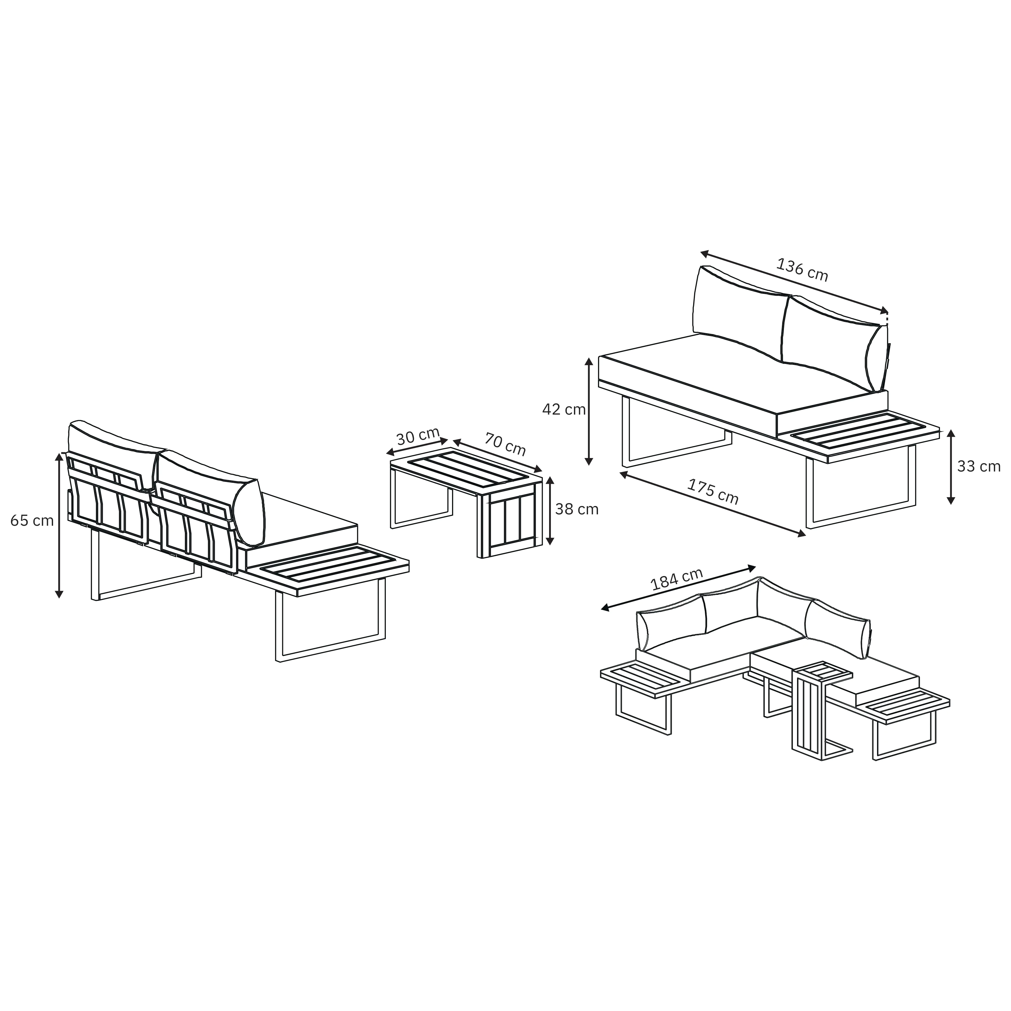 Primaster Gartenmöbel-Set Vulcano Holz/Aluminium