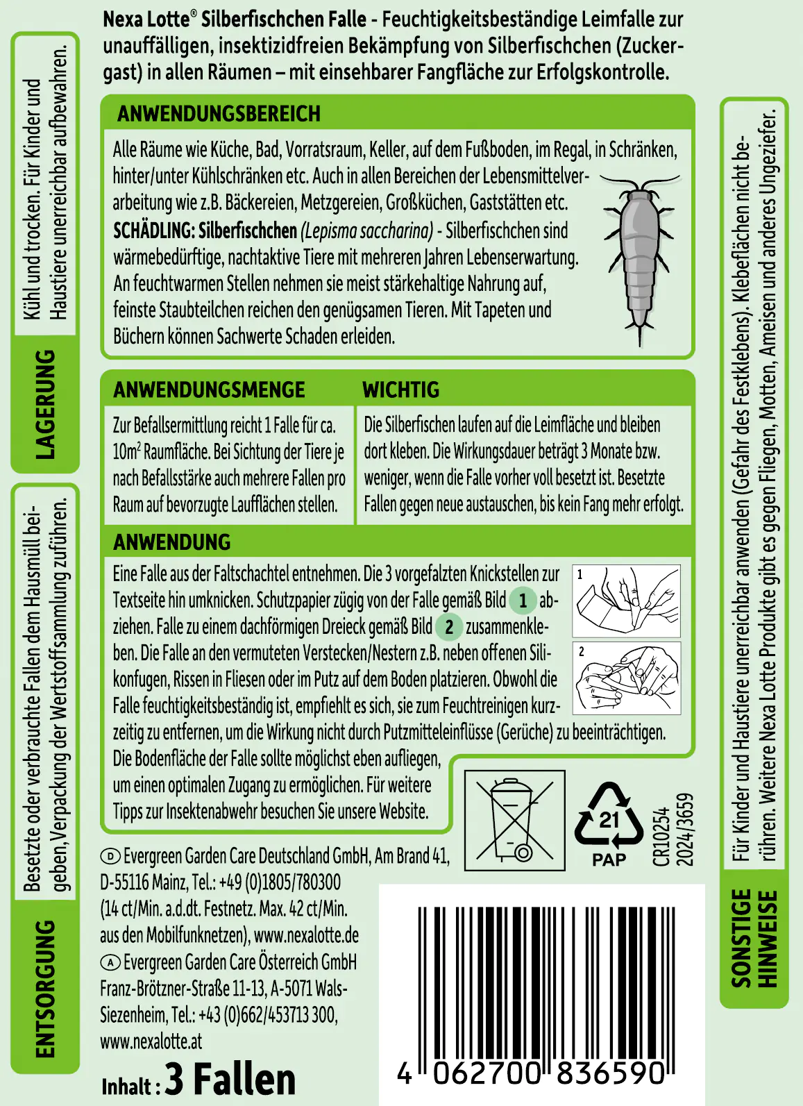 Nexa Lotte Silberfischchen Falle 3 Stück