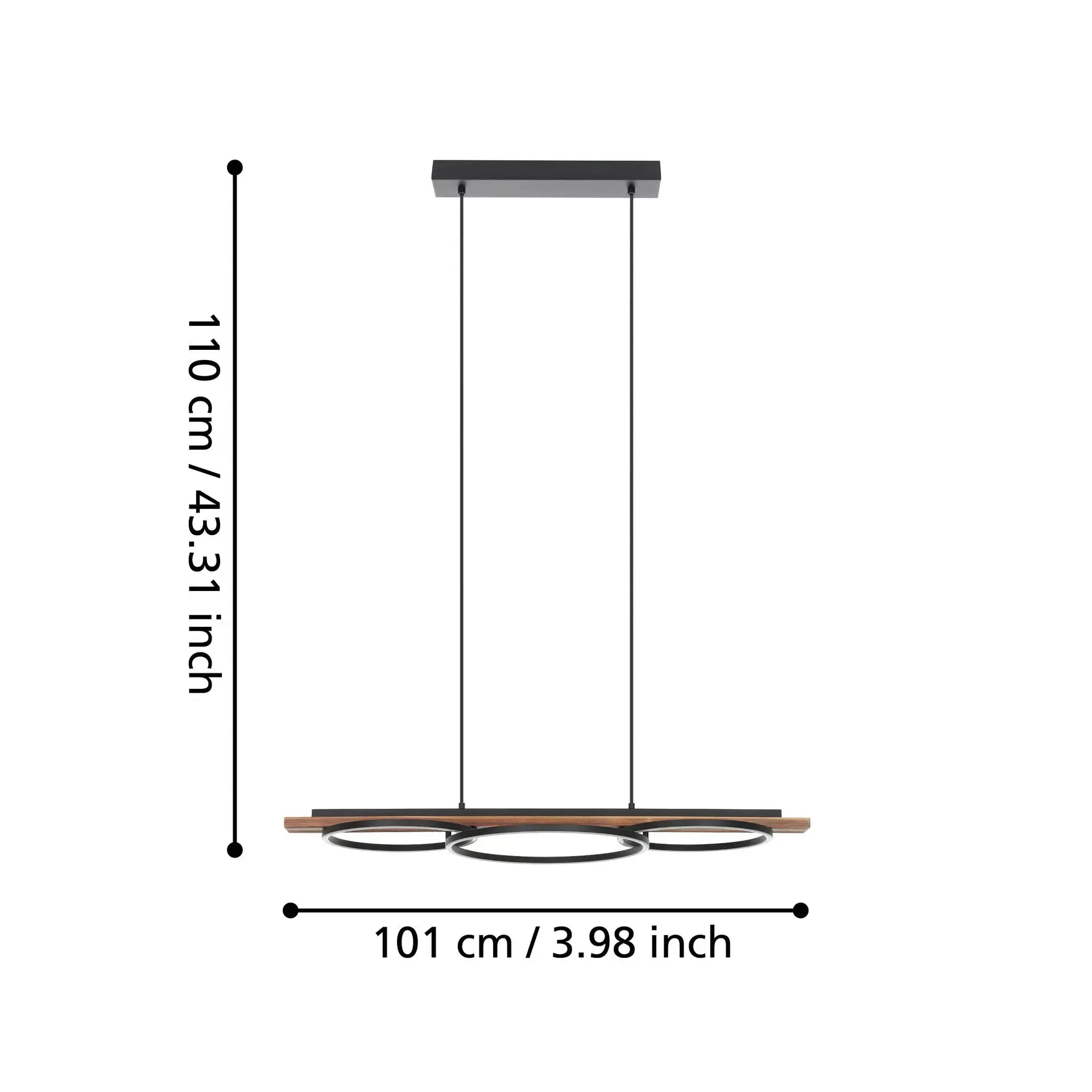 Eglo LED Pendelleuchte Boyal schwarz holz 101 x 110 cm warmweiß dimmbar Eglo LED Pendelleuchte Boyal schwarz holz 101 x 110 cm warmweiß dimmbar