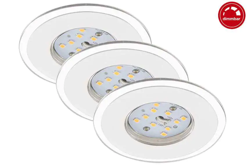 Briloner 3er Set LED Einbauleuchte weiß Ø 8 cm warmweiß dimmbar
