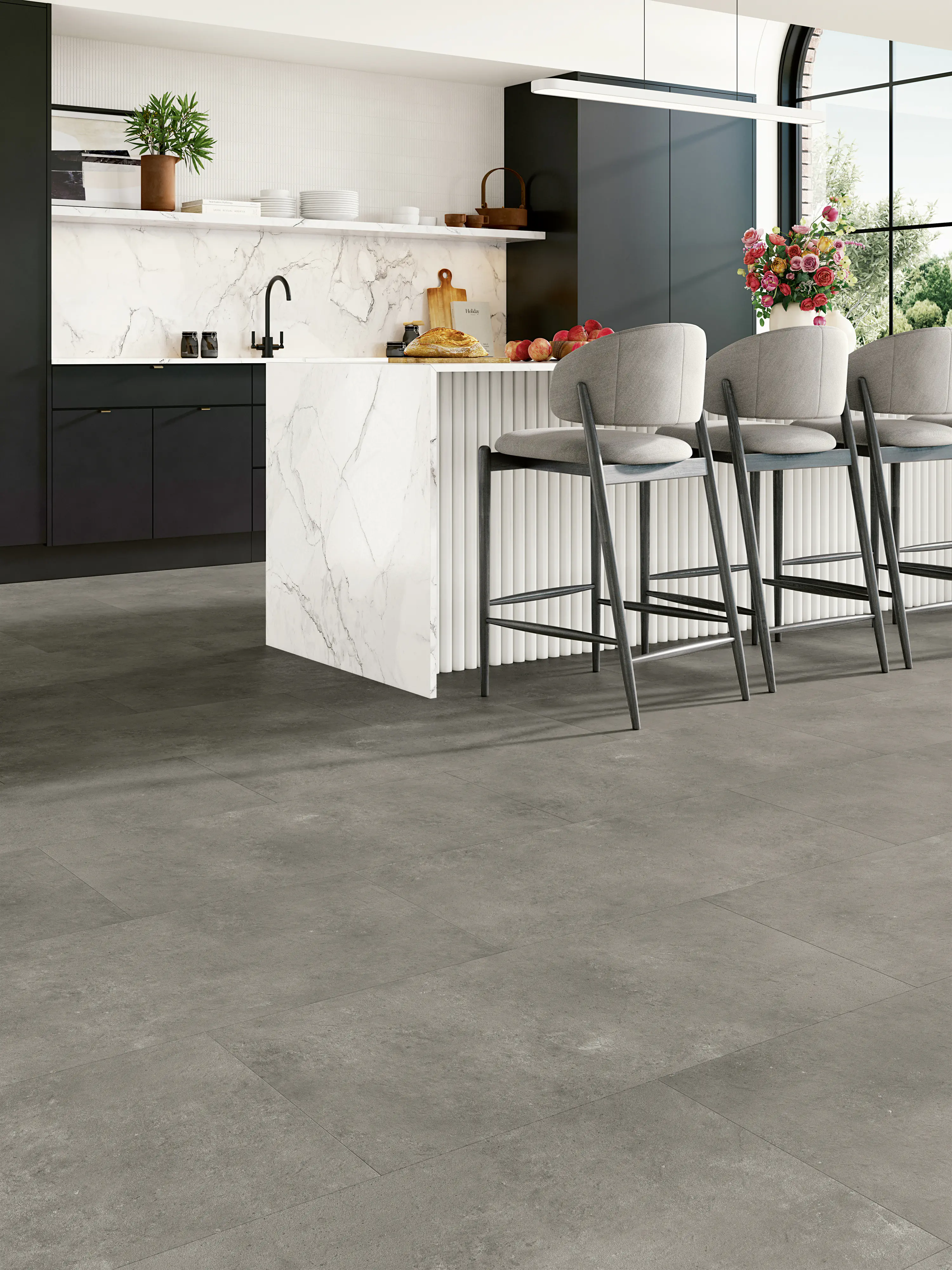 Parador Vinylboden mit Trittschalldämmung Basic 5.3 Stein Trafalgar dunkelgrau Mineralstruktur