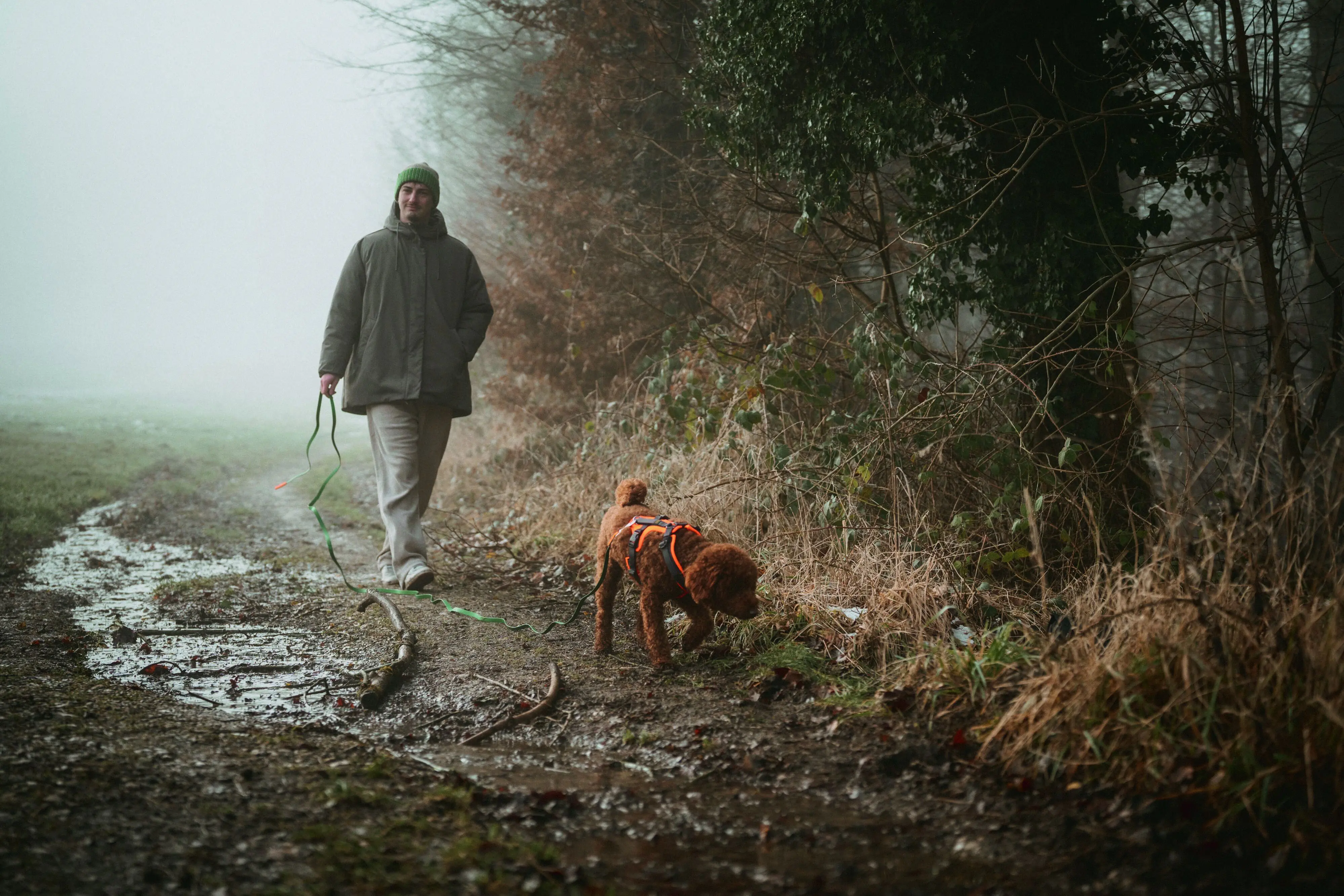 Hunter Hundegeschirr Maldon Up mit Griff M-L orange/grau