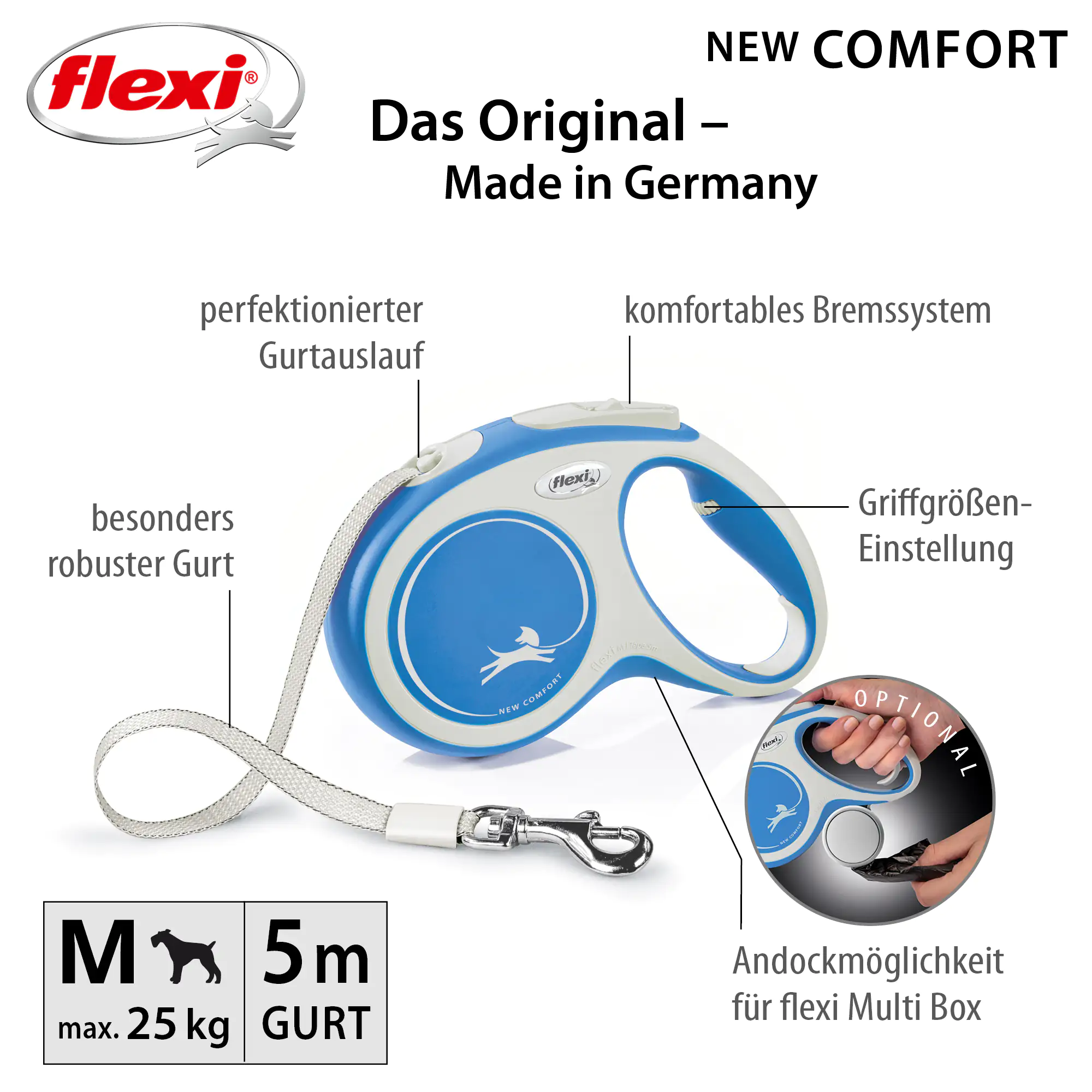 Flexi Hundeleine New Comfort blau, Gurt Flexi Hundeleine New Comfort blau, Gurt