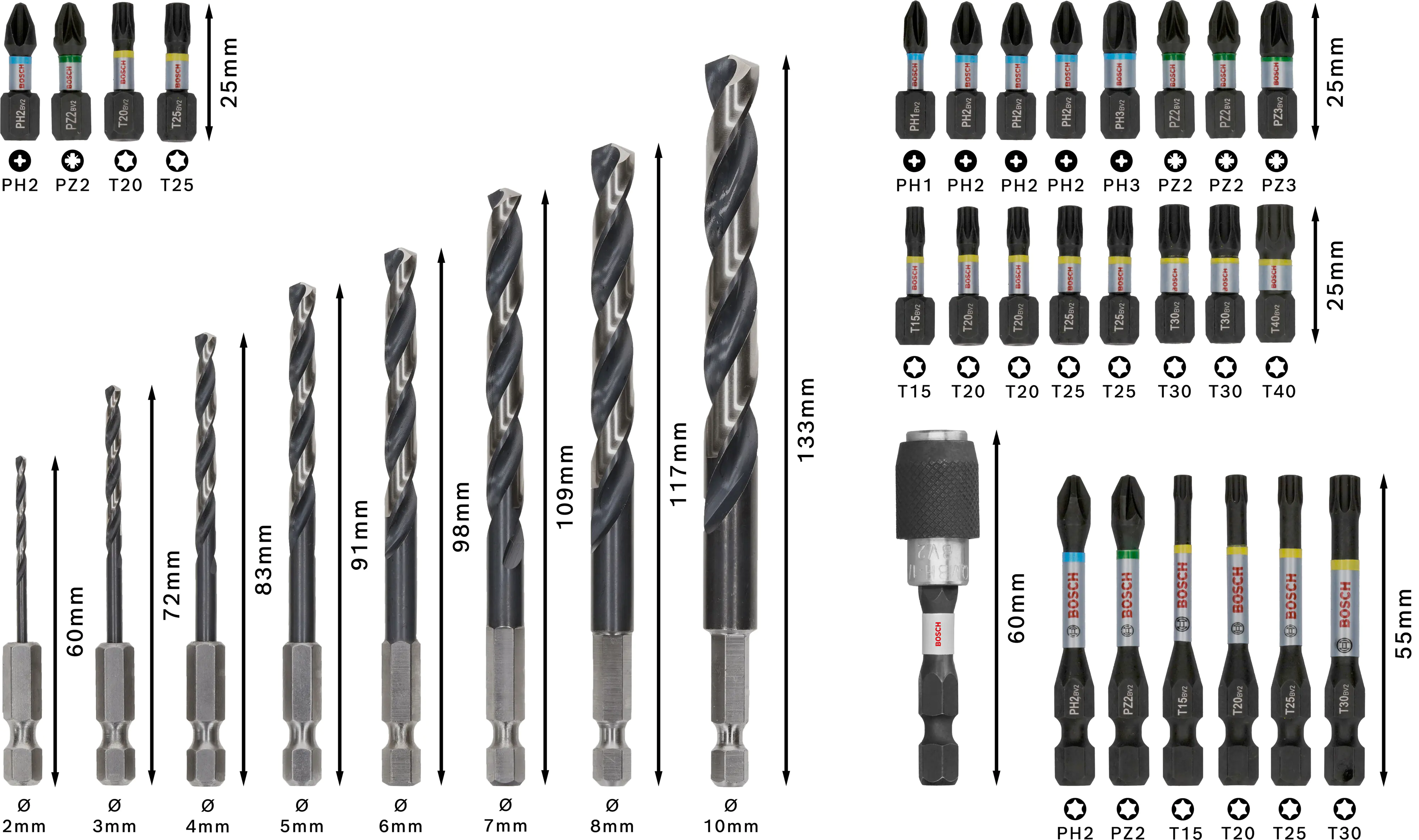 Bosch PRO Impact Metallbohrer und Bit-Set 35-teilig Bosch PRO Impact Metallbohrer und Bit-Set 35-teilig