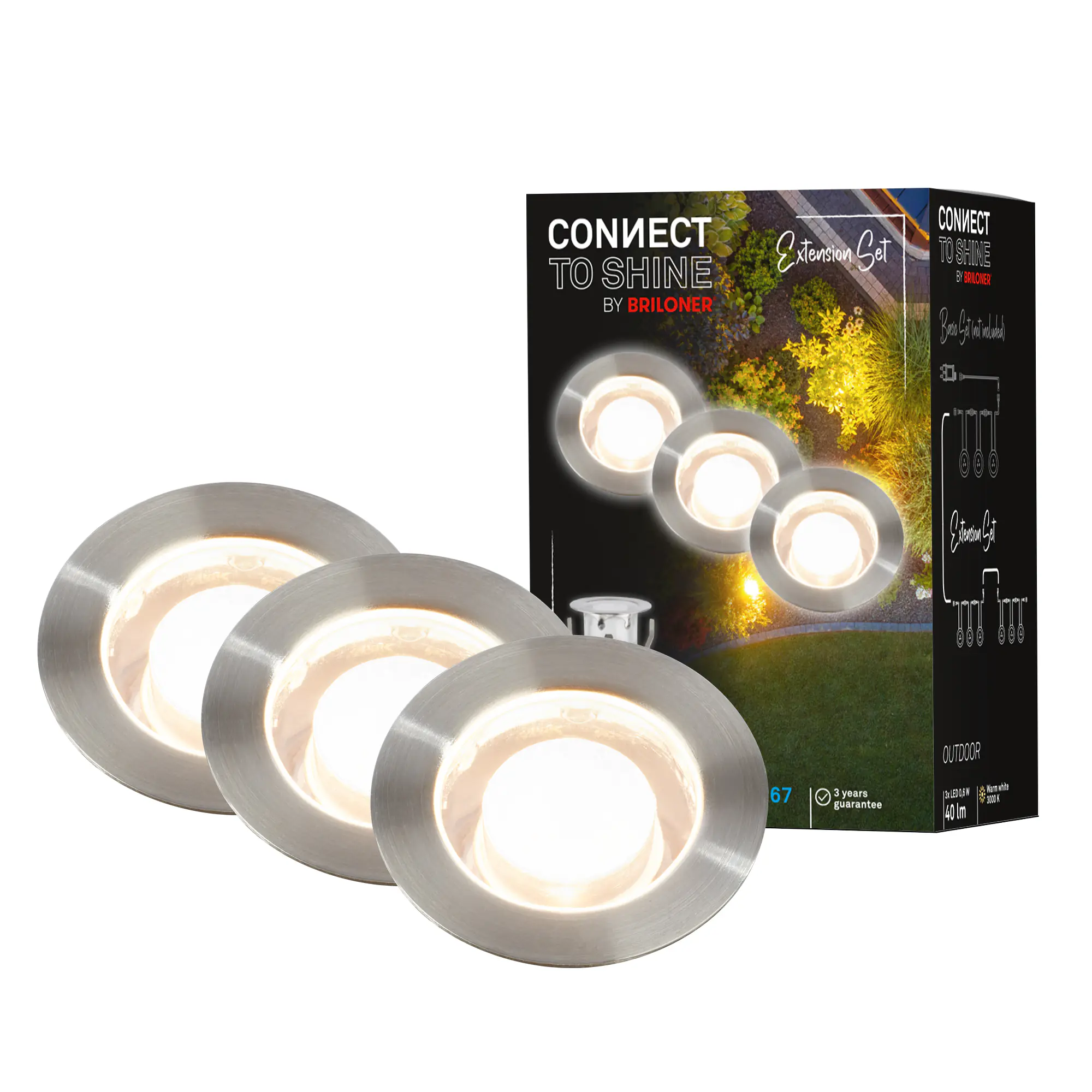 Briloner LED Außen-Bodenstrahler Padouk Connect to Shine 3er Ergänzungsset 10W warmweiß Briloner LED Außen-Bodenstrahler Padouk Connect to Shine 3er Ergänzungsset 10W warmweiß