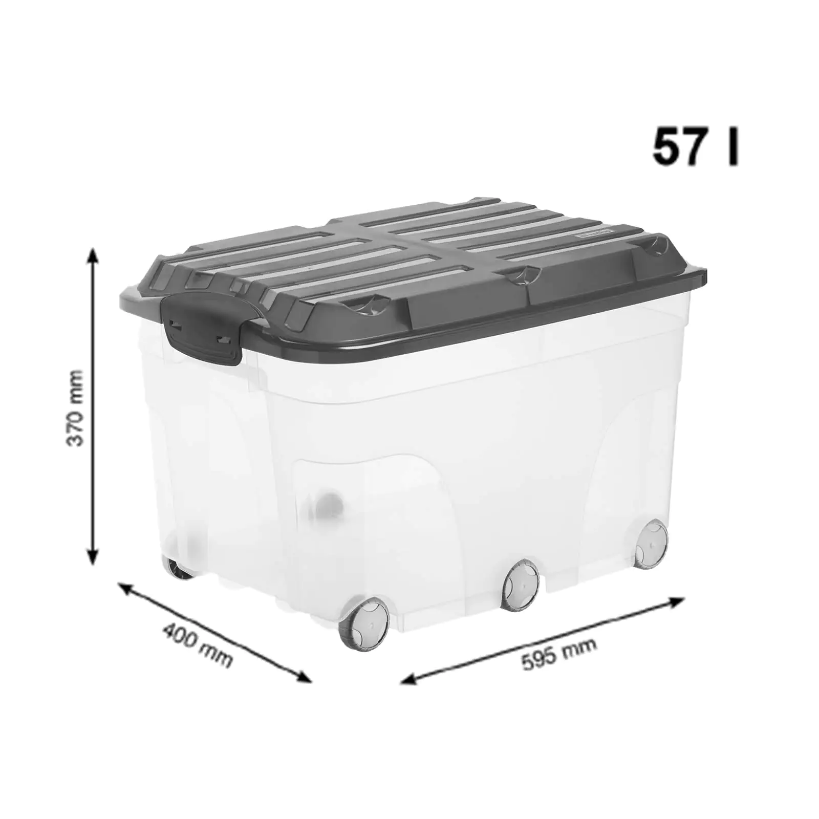 Rotho Aufbewahrungsbox Roller 6 mit Rollen und Deckel 57 L anthrazit