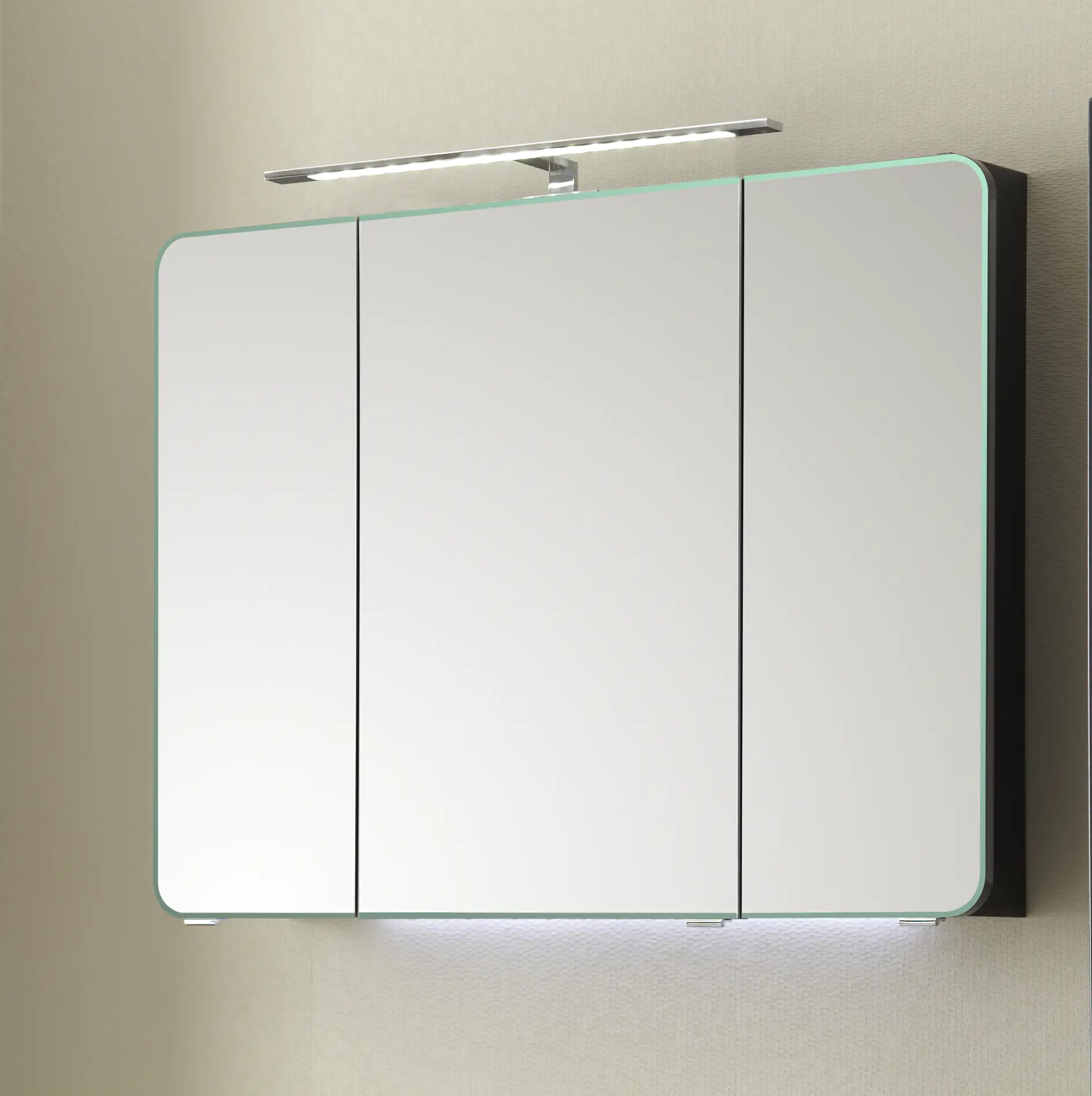 Pelipal Badmöbel-Set Pineo Anthrazit mit LED-Aufsatzleuchte + Waschplatzbeleuchtung 85 cm