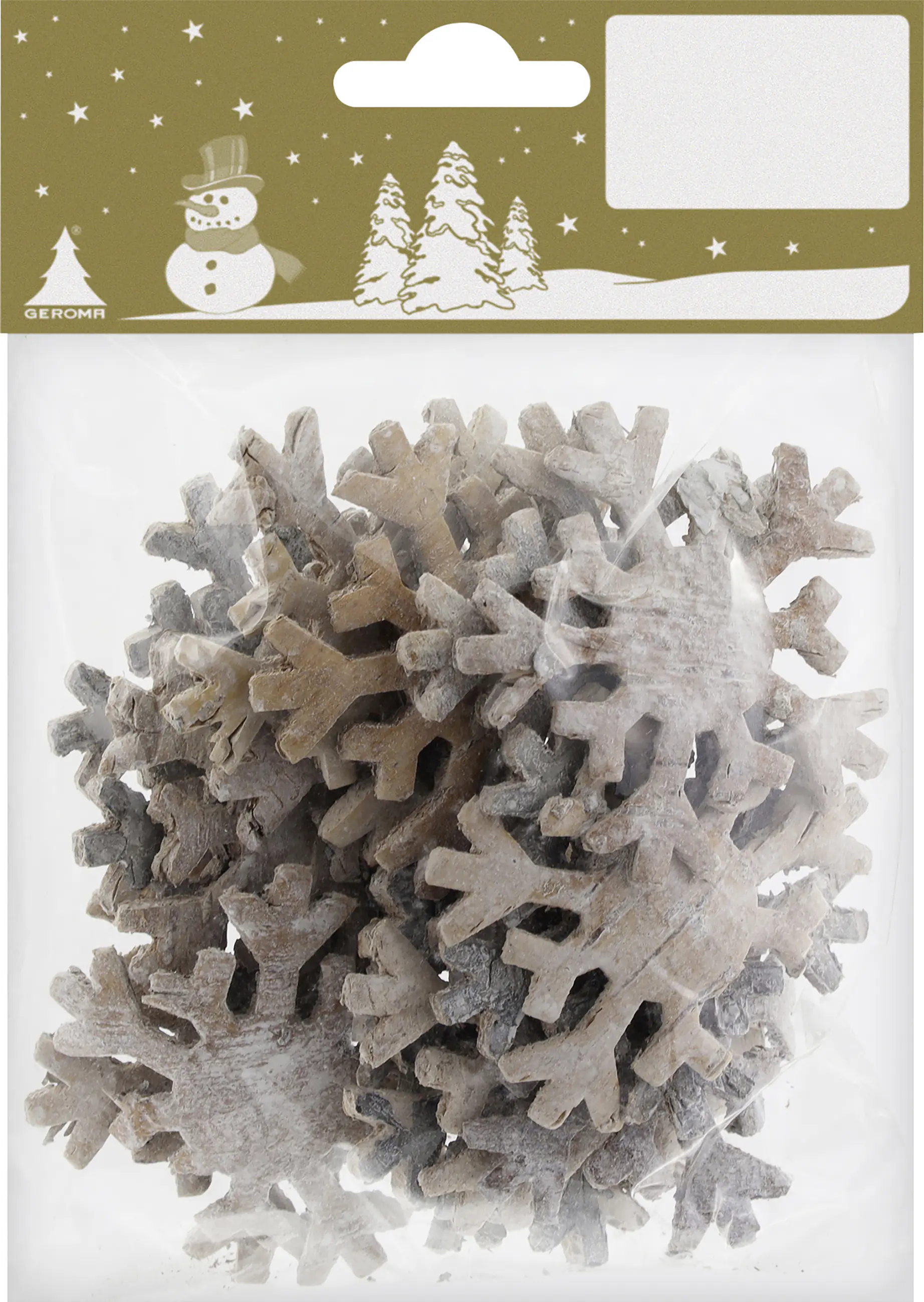 Streudeko Schneeflocken aus Rinde 5 cm weiß-braun 16 Stück
