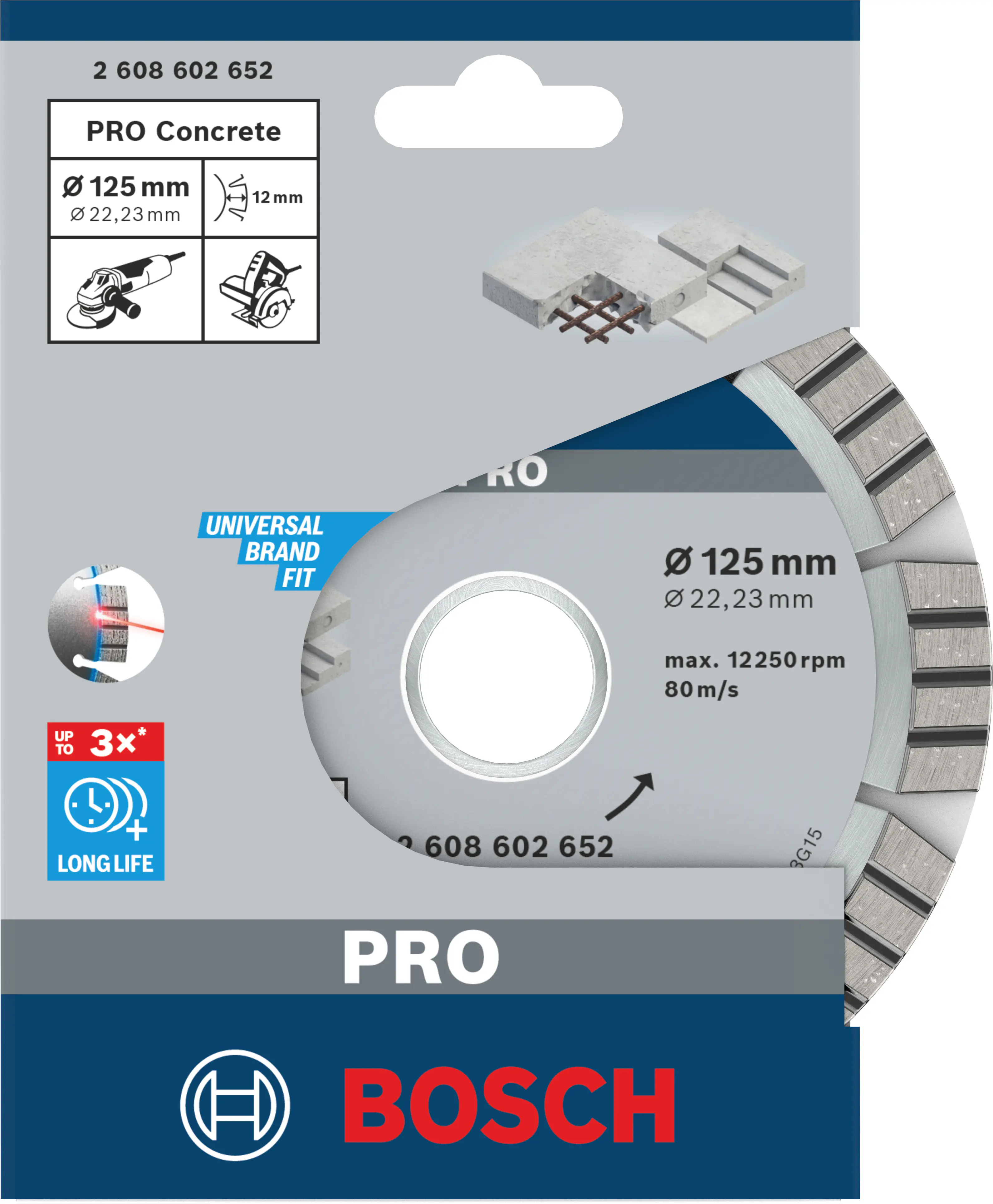 Bosch PRO Concrete Diamanttrennscheibe, 125 x 22,23 mm Bosch PRO Concrete Diamanttrennscheibe, 125 x 22,23 mm