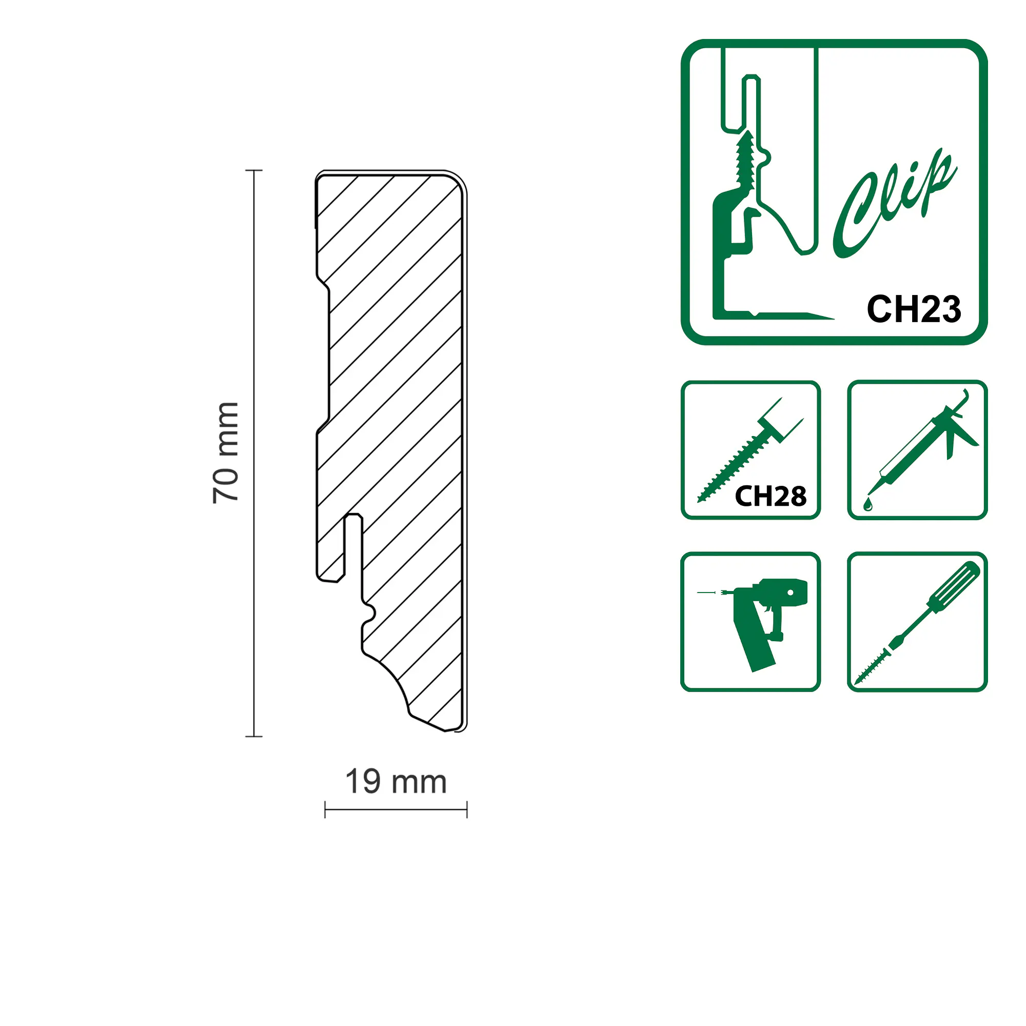Neuhofer Fußleiste FU087L 240 cm x 70 x 19 mm Eiche Erle
