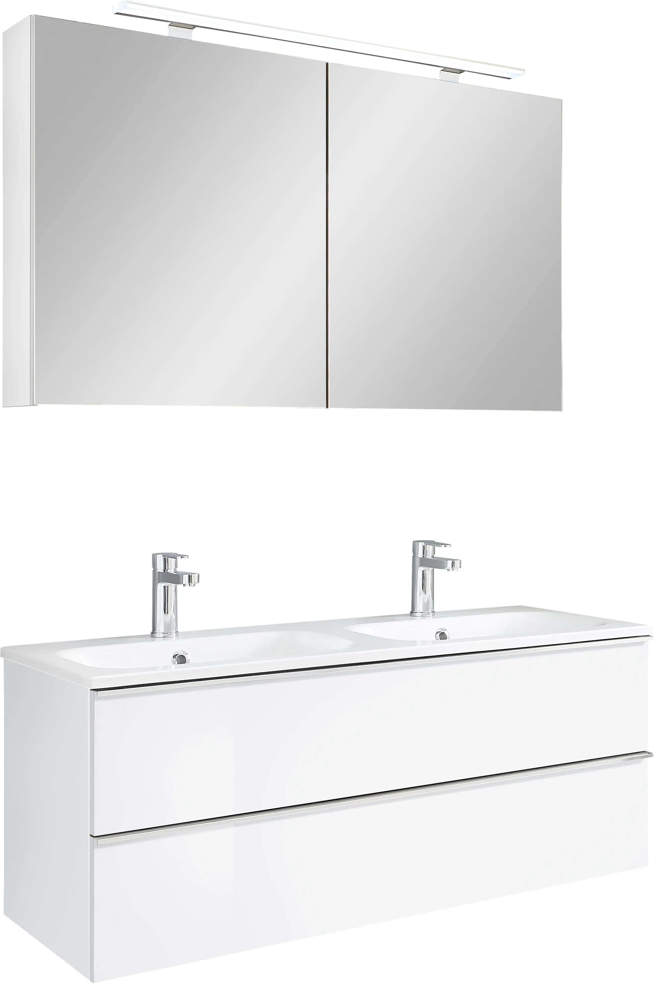 Primaster Bad-Set Düsseldorf weiß 121 cm LED-Leuchten, Mineralgusswaschtisch