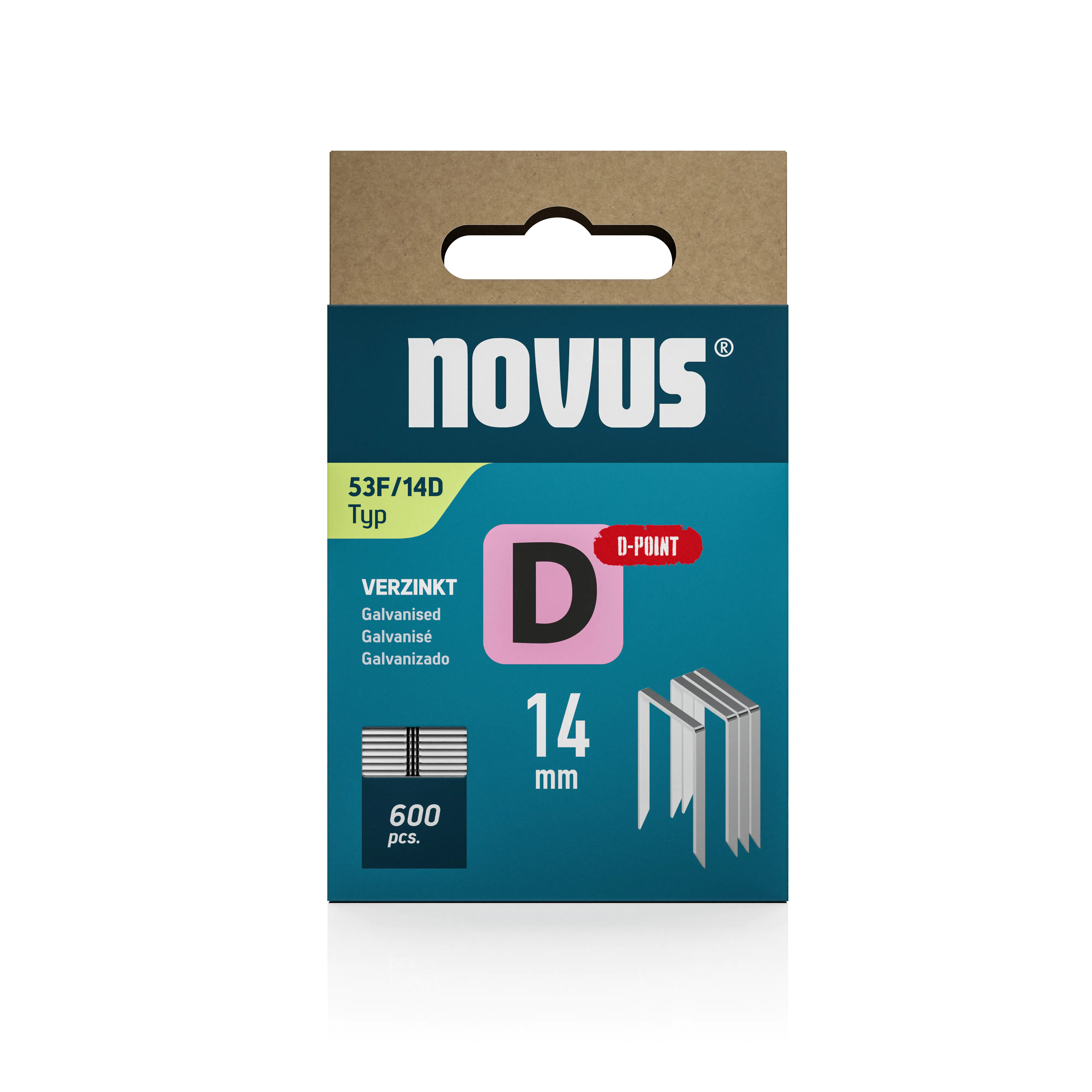 Novus Tackerklammer Typ 53 F D-Point Sägeschnitt 14 mm 600 Stück Flachdrahtklammern Novus Tackerklammer Typ 53 F D-Point Sägeschnitt 14 mm 600 Stück Flachdrahtklammern