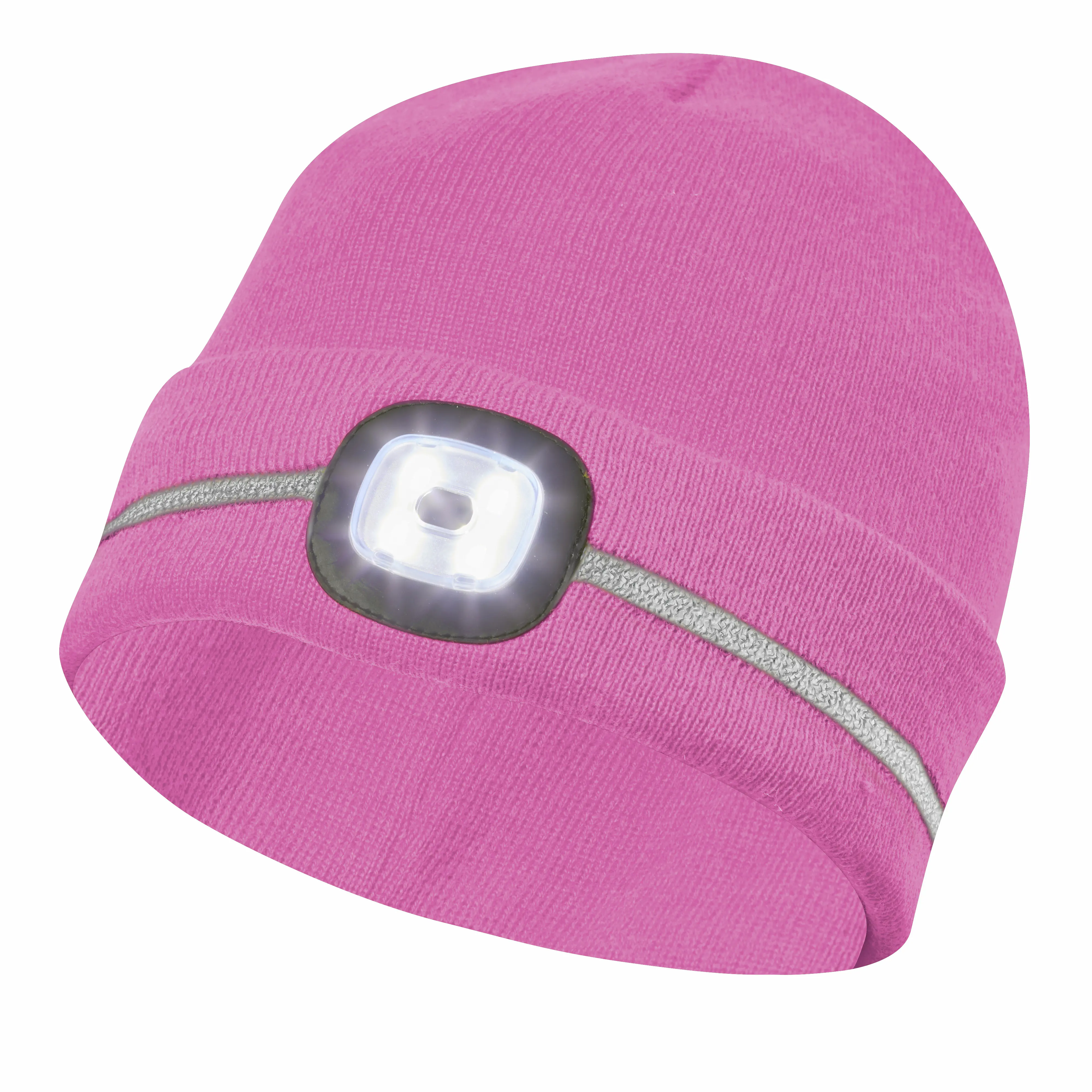 Gebol Mütze Beanie LED Kinder mit Reflektionsstreifen pink