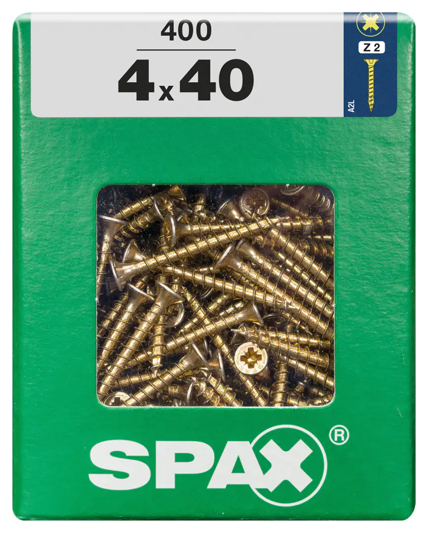 Spax Universalschrauben 4.0 x 40 mm PZ 2 - 400 Stk. Spax Universalschrauben 4.0 x 40 mm PZ 2 - 400 Stk.