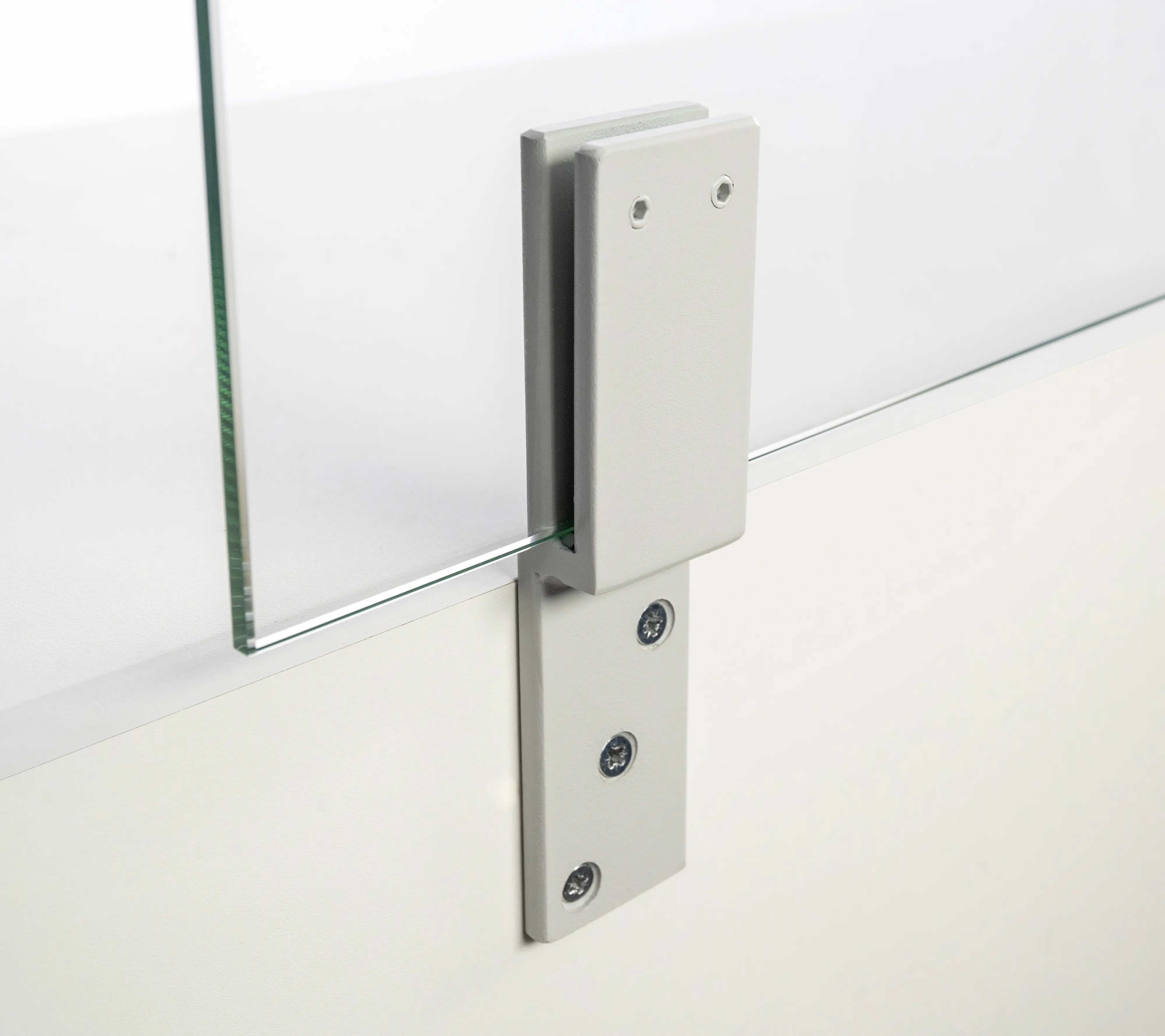 Thekenhalter für 6 mm ESG-Glas lichtgrau lackiert