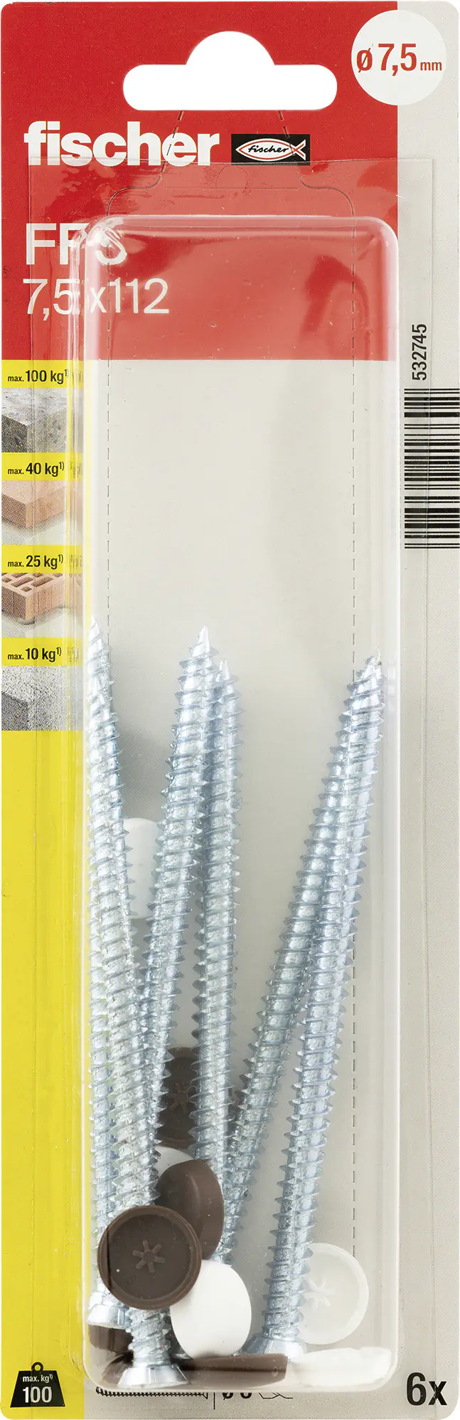 Fischer Fensterrahmenschrauben 7,5 x 112 mm TX30 - 6 Stk.