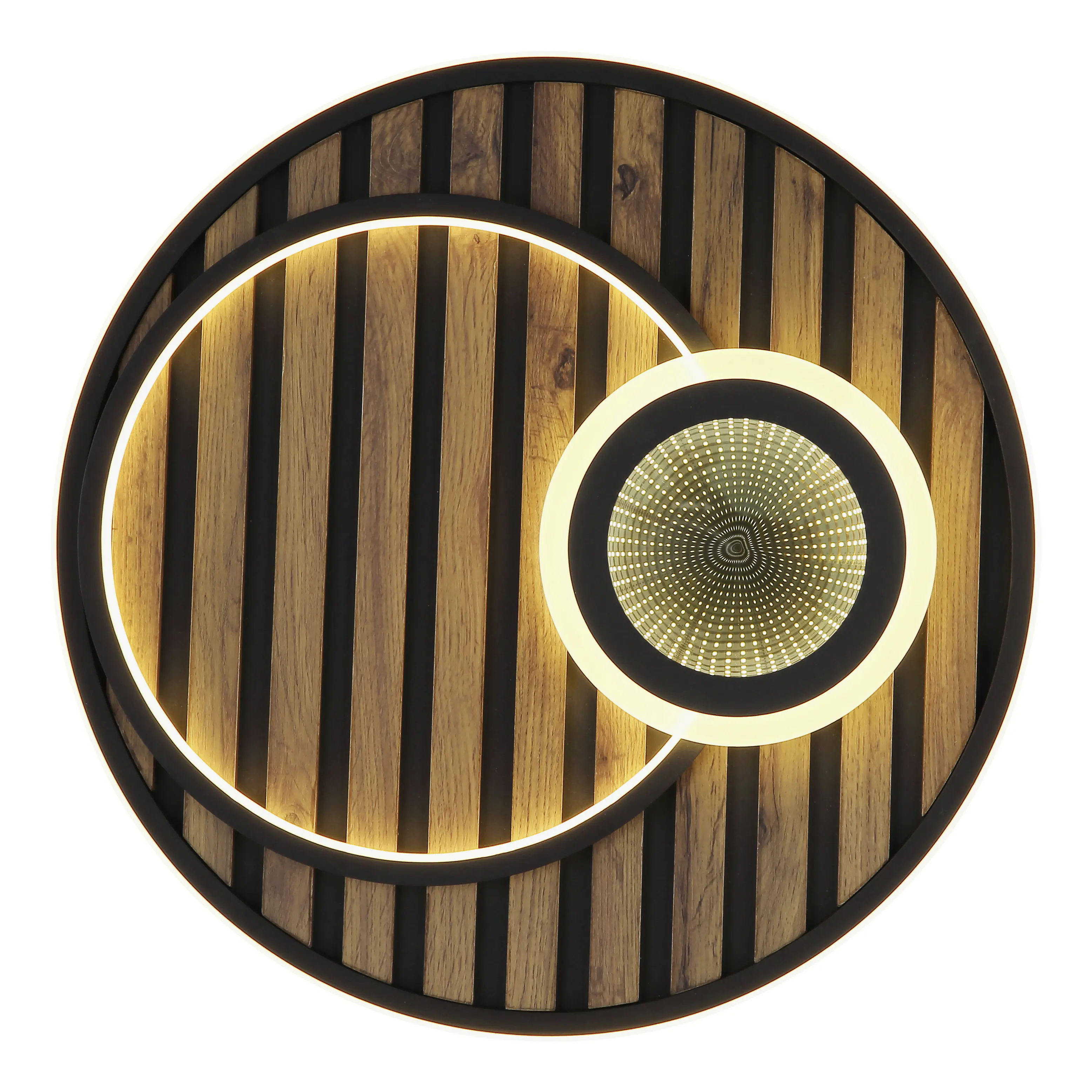 Globo Deckenleuchte Woody Ø 50 x 8 cm schwarz warmweiß