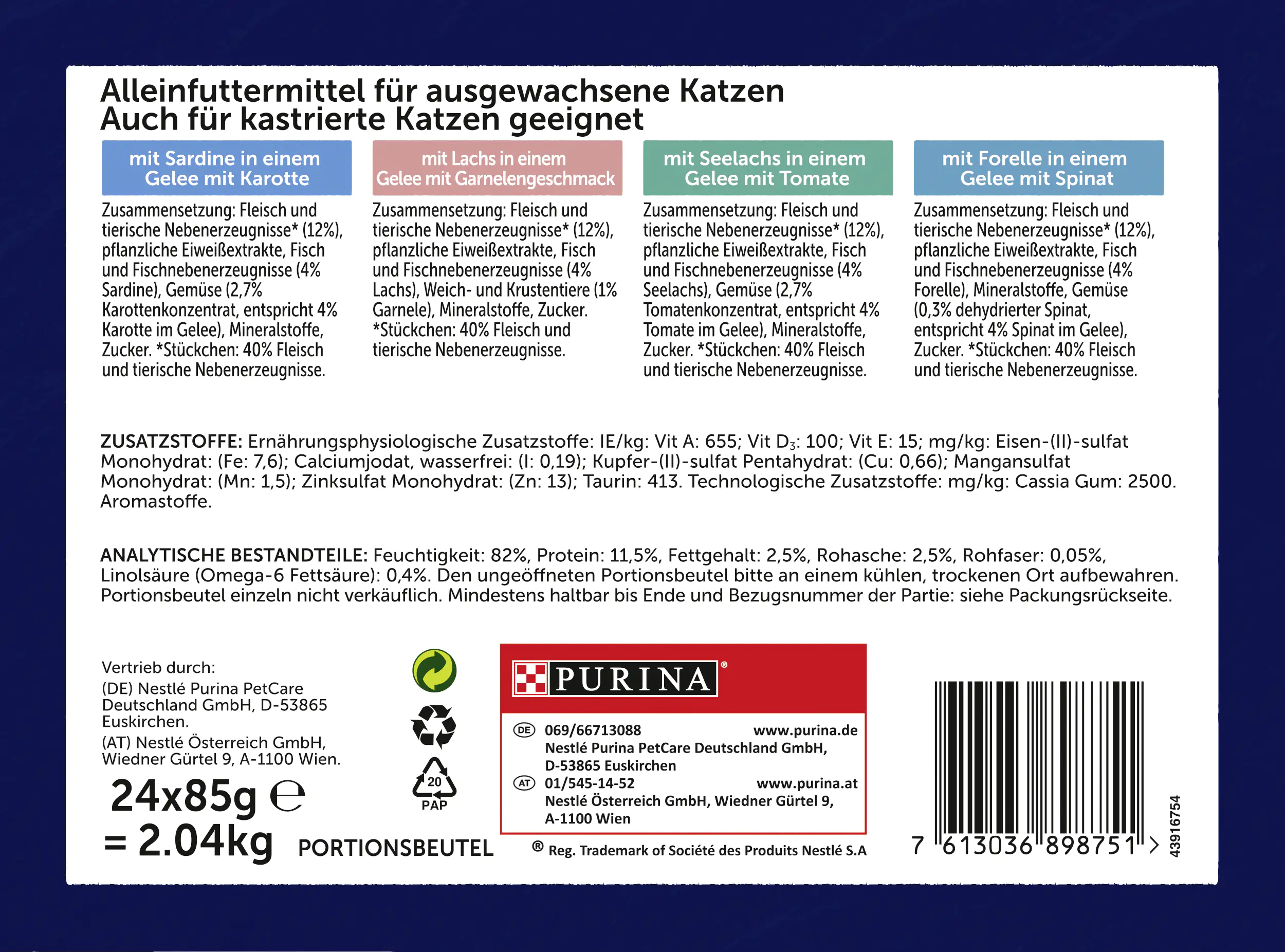 Felix Sensations Gelees Geschmacksvielfalt aus dem Wasser 24x 85g