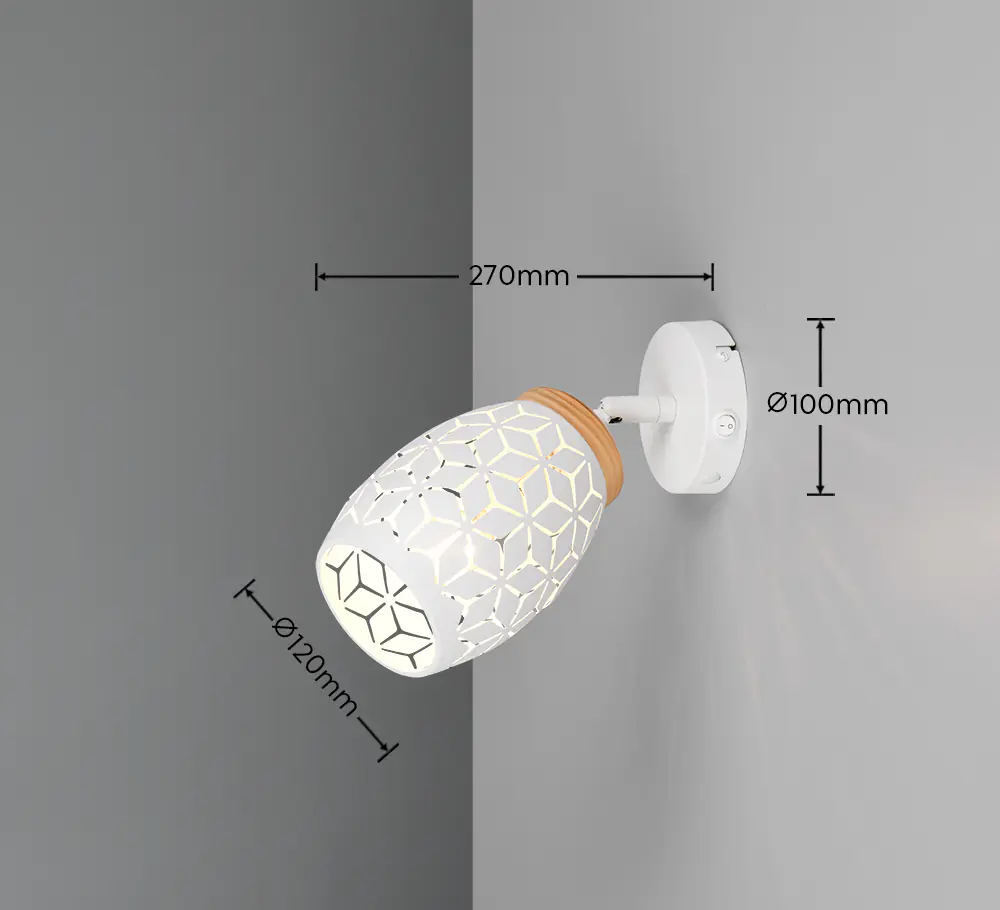 Trio Wandlampe 1er Spot Spot Bidar Ø 12 x 27 cm weiß matt