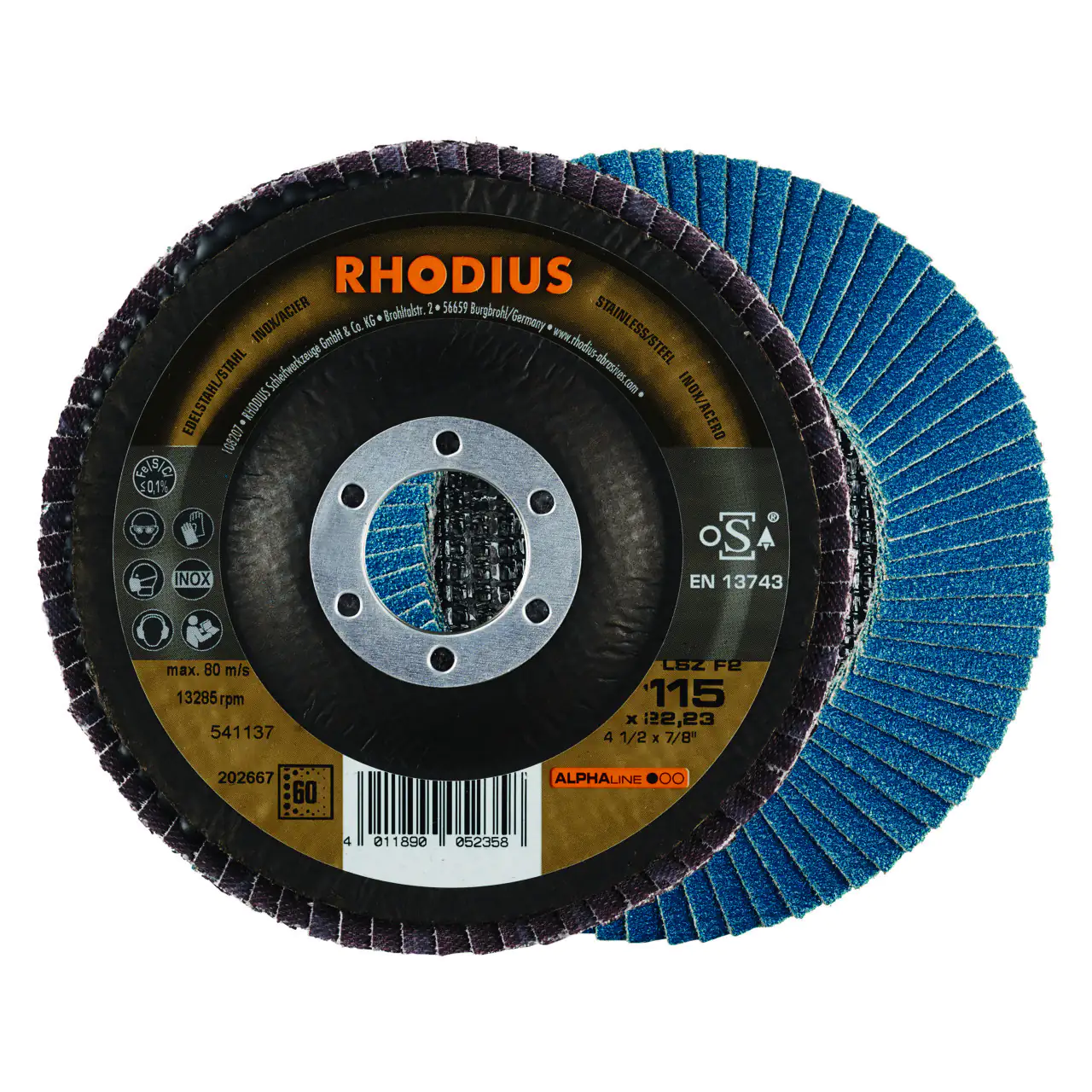 Rhodius Schleifscheibe LSZ F2 K60 Stahl Ø 115 mm Bohrung 22,23 mm 5 Stück Rhodius Schleifscheibe LSZ F2 K60 Stahl Ø 115 mm Bohrung 22,23 mm 5 Stück