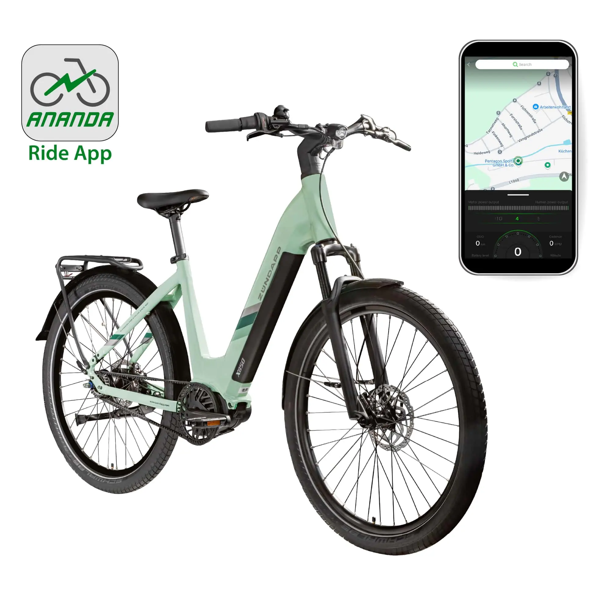 Zündapp E-Bike Trekking X850 Tiefeinsteiger 27,5 Zoll 7-Gang 550 Wh pastellgrün 