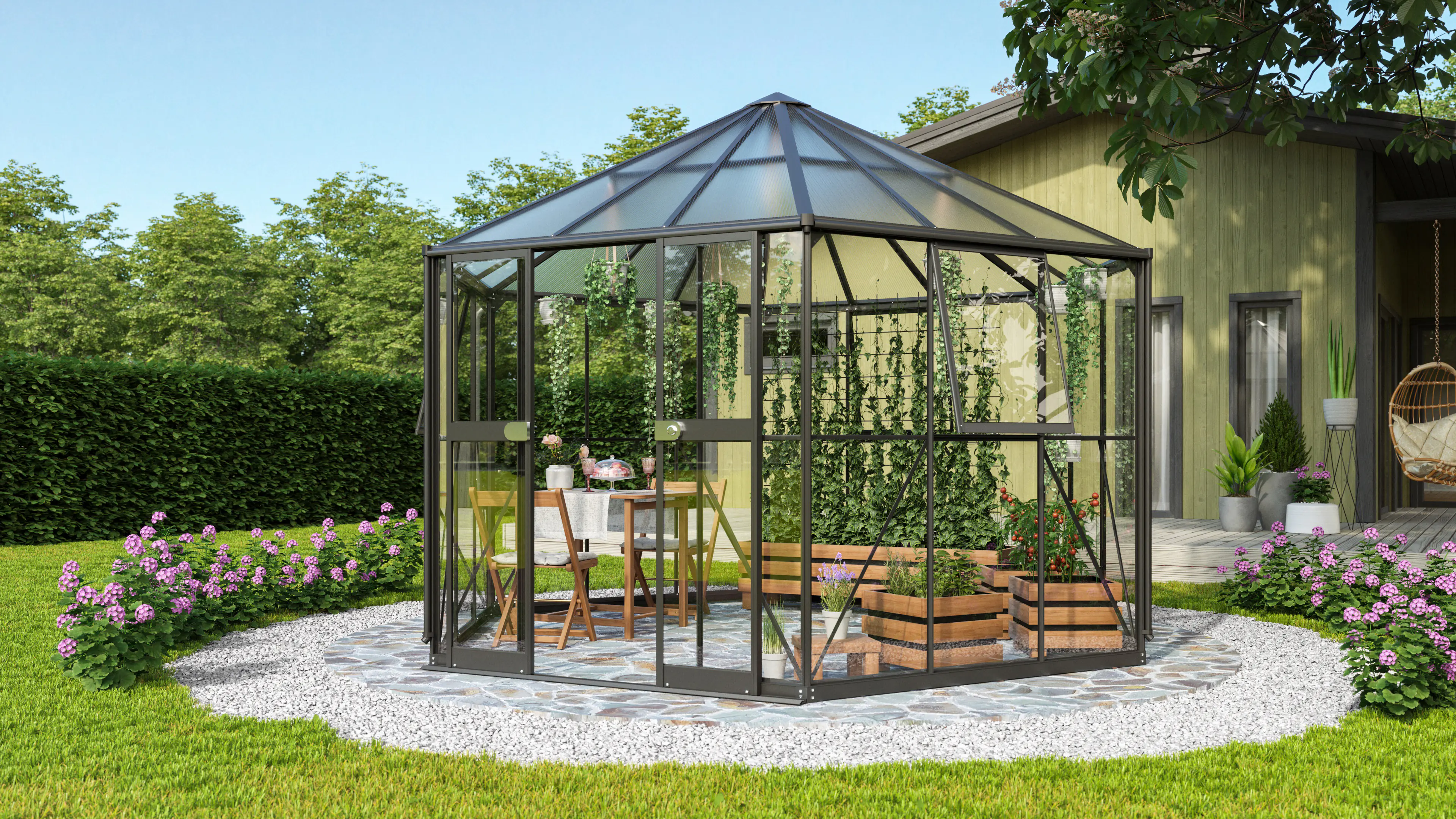 Vitavia Gewächshaus Pi 9000 383 x 333 cm 3 mm Sicherheitsglas Vitavia Gewächshaus Pi 9000 383 x 333 cm 3 mm Sicherheitsglas