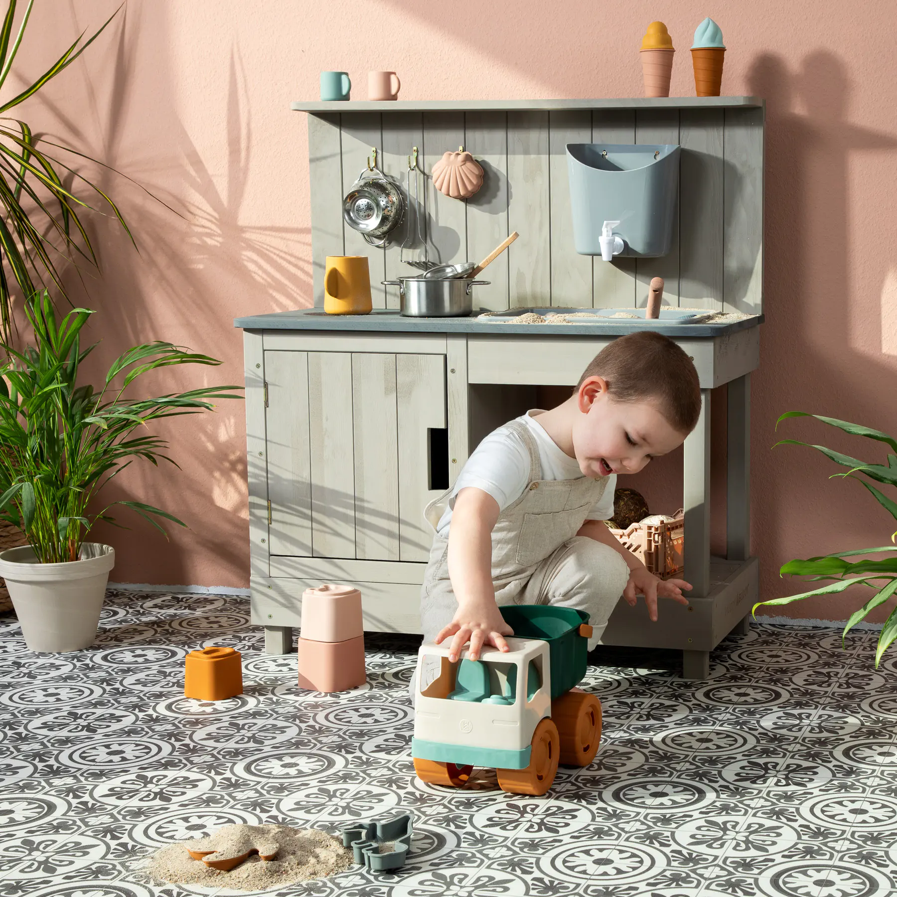 Muddy Buddy Matschküche Mud Expert 80 x 40 x 90 cm warmgrau