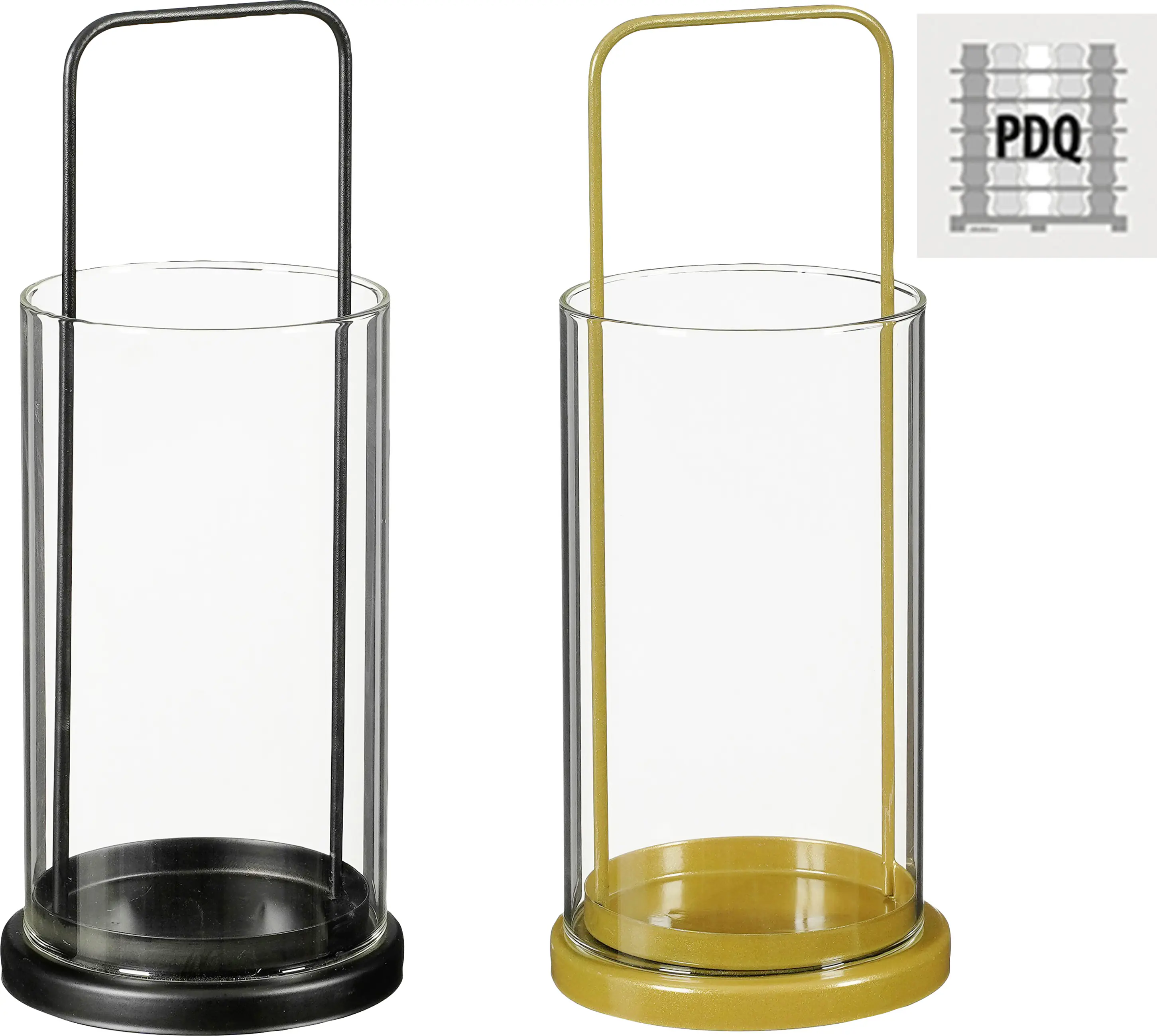 Mica Decorations Windlicht Glas Ø 11 x 25,5 cm schwarz oder gold