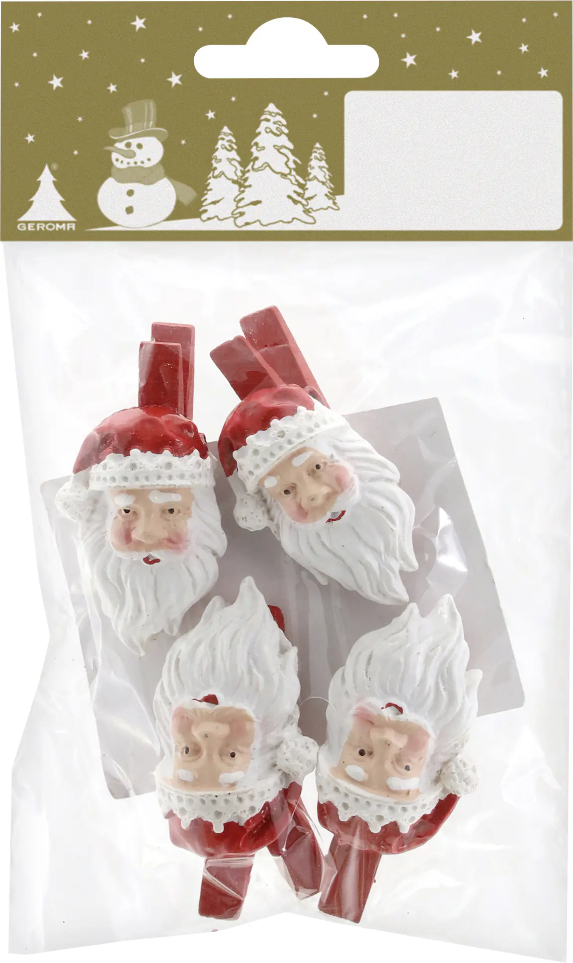 Deko-Clips Santa Polyresin 5 cm 4 Stück