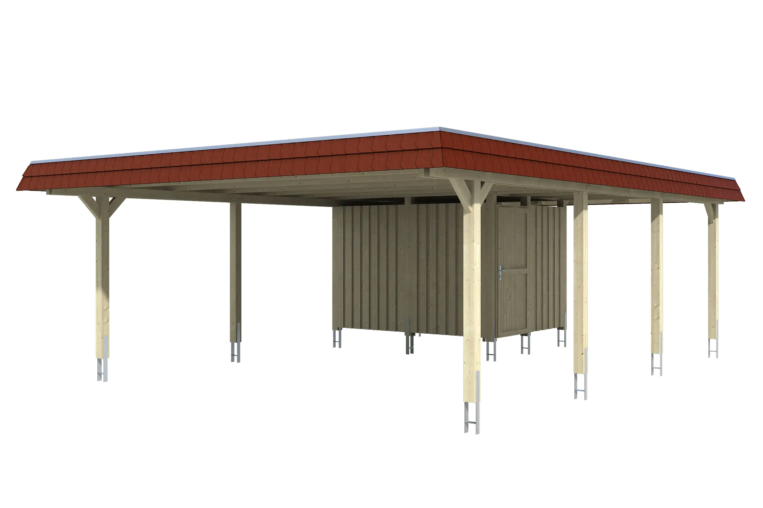 4018211026326_02 SKAN HOLZ Carport Wendland mit Abstellraum 630 x 879 cm mit EPDM-Dach
