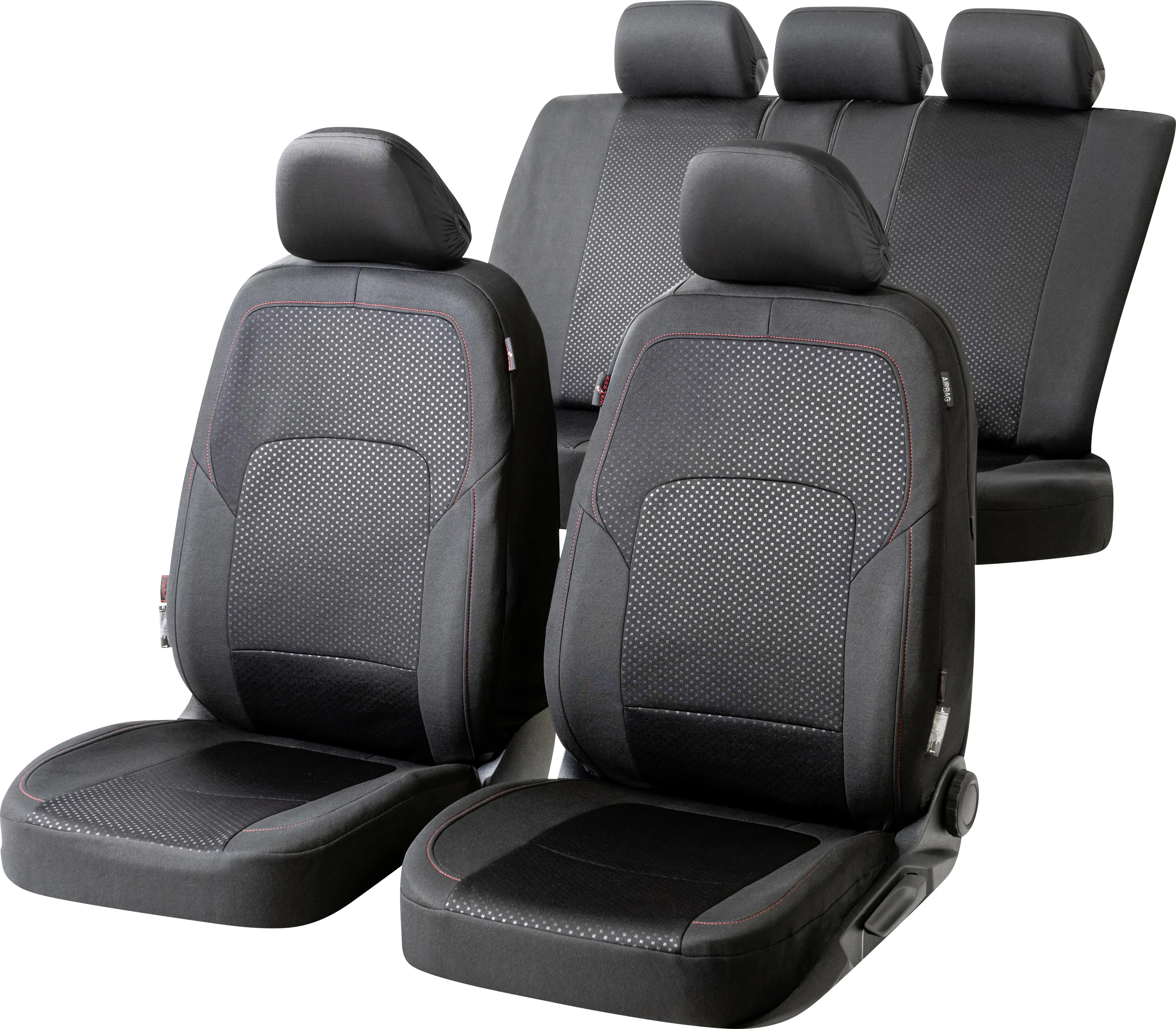 Walser Autositzbezug Dacia Logan Komplett-Set Collection Premium schwarz-rot