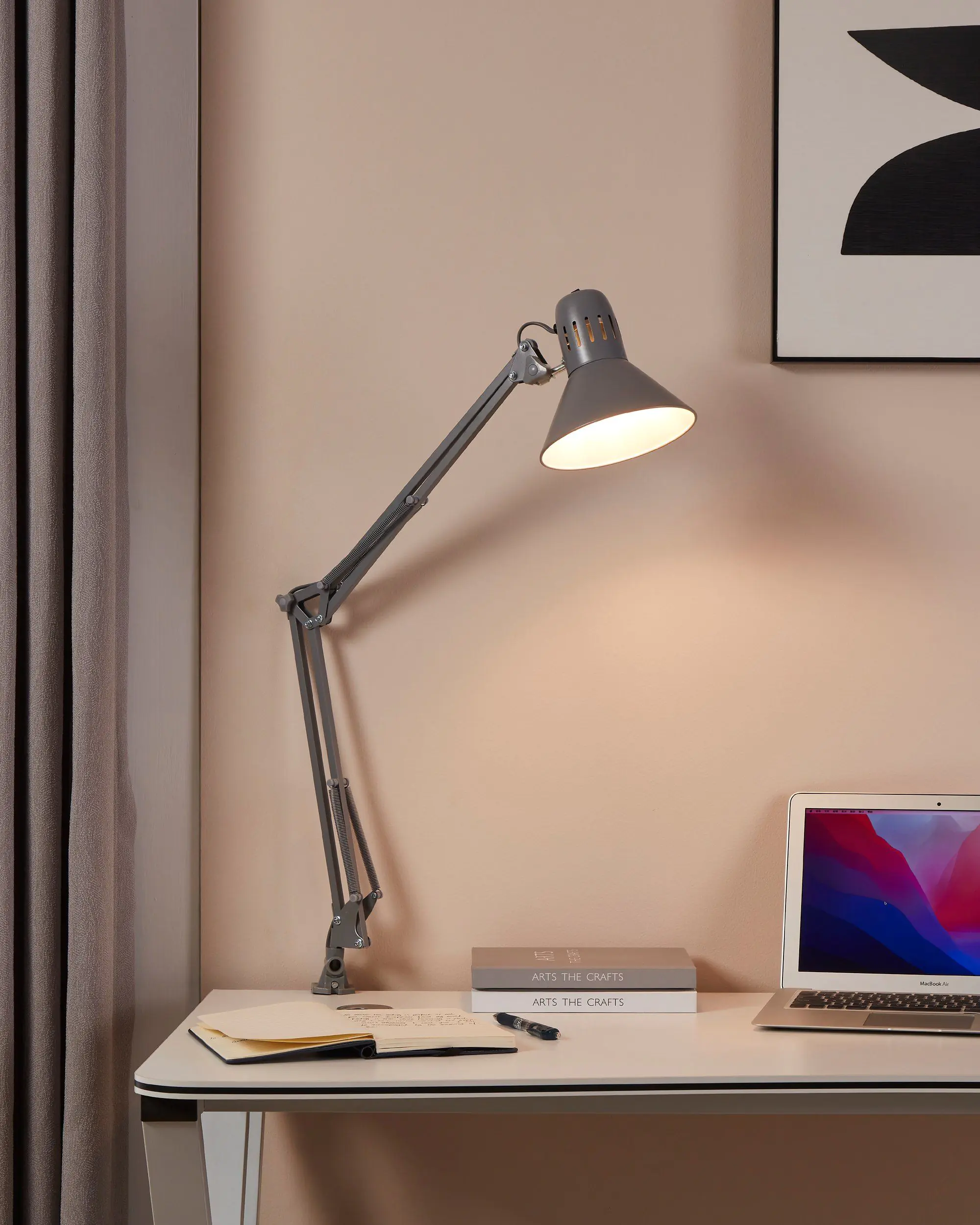 Eglo Klemm-Tischleuchte Firmo silber 73 cm E27