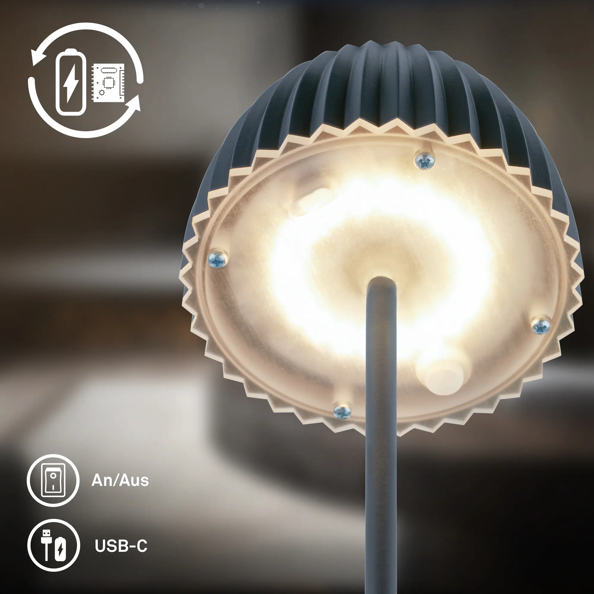 Briloner LED-Tischleuchte Riffle mit Akku anthrazit dimmbar