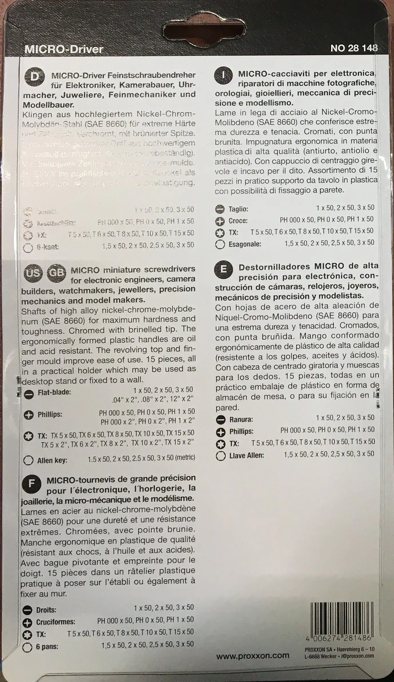Proxxon Schraubendreher-Set Micro-Driver 15-teilig Proxxon Schraubendreher-Set Micro-Driver 15-teilig