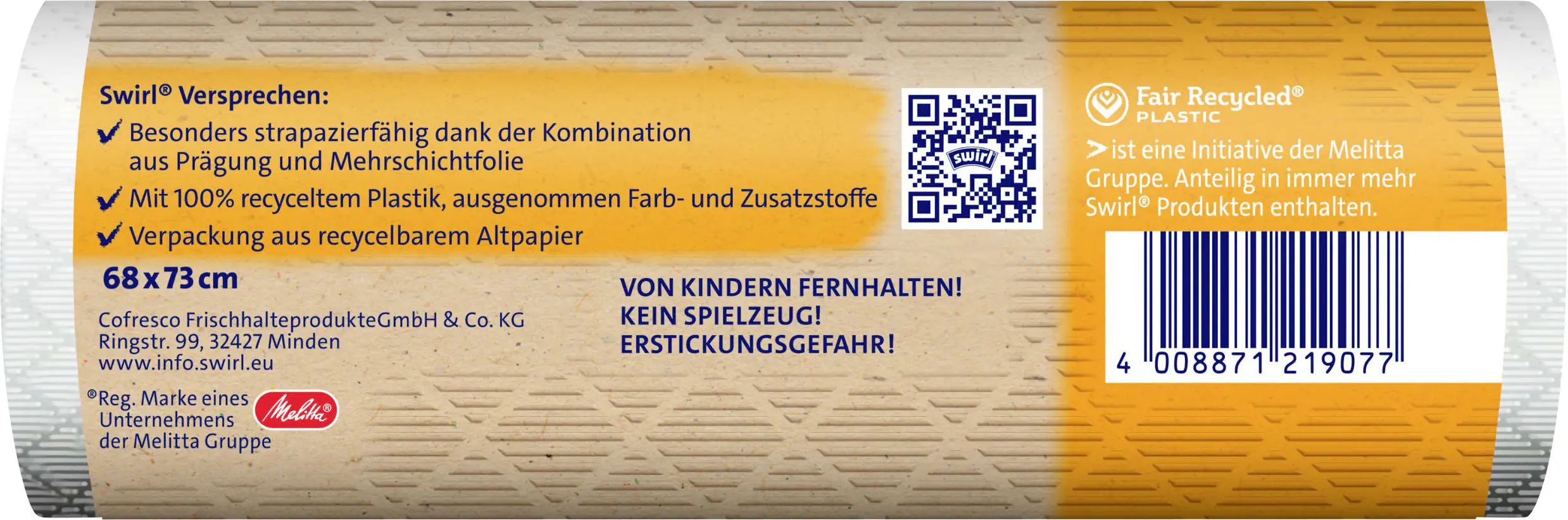 Swirl Zugband-Müllbeutel 60 l aus recyceltem Plastik Swirl Zugband-Müllbeutel 60 l aus recyceltem Plastik