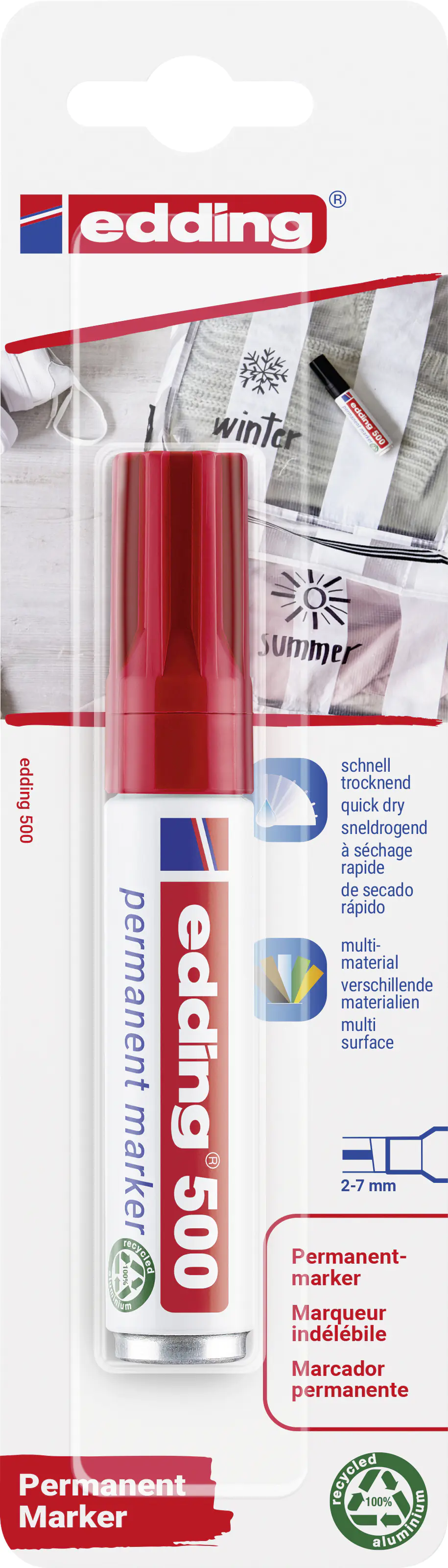 edding 500 permanent marker rot 2 - 7 mm