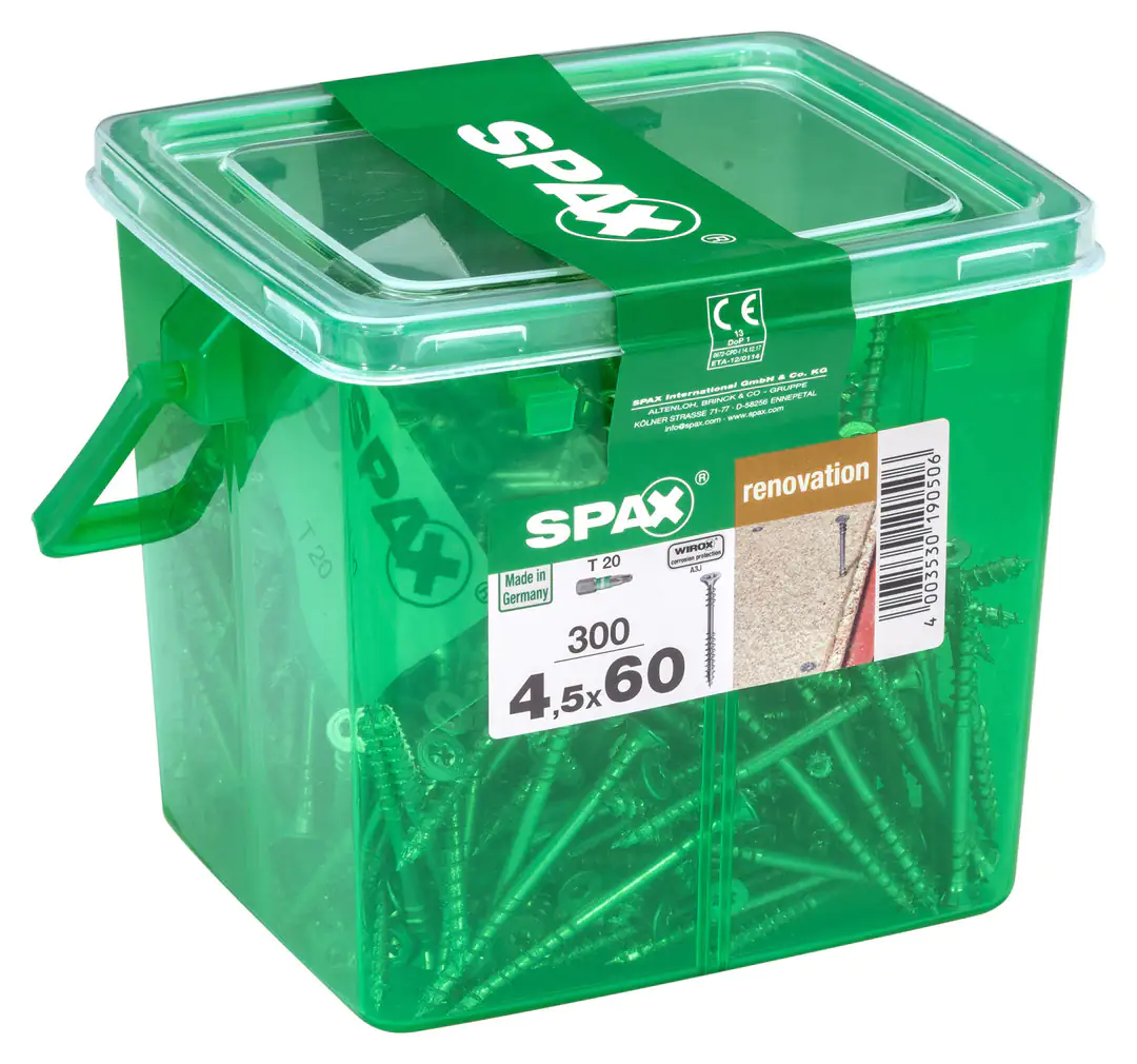 Spax Verlegeschrauben 4.5 x 60 mm TX 20 - 300 Stk. Spax Verlegeschrauben 4.5 x 60 mm TX 20 - 300 Stk.