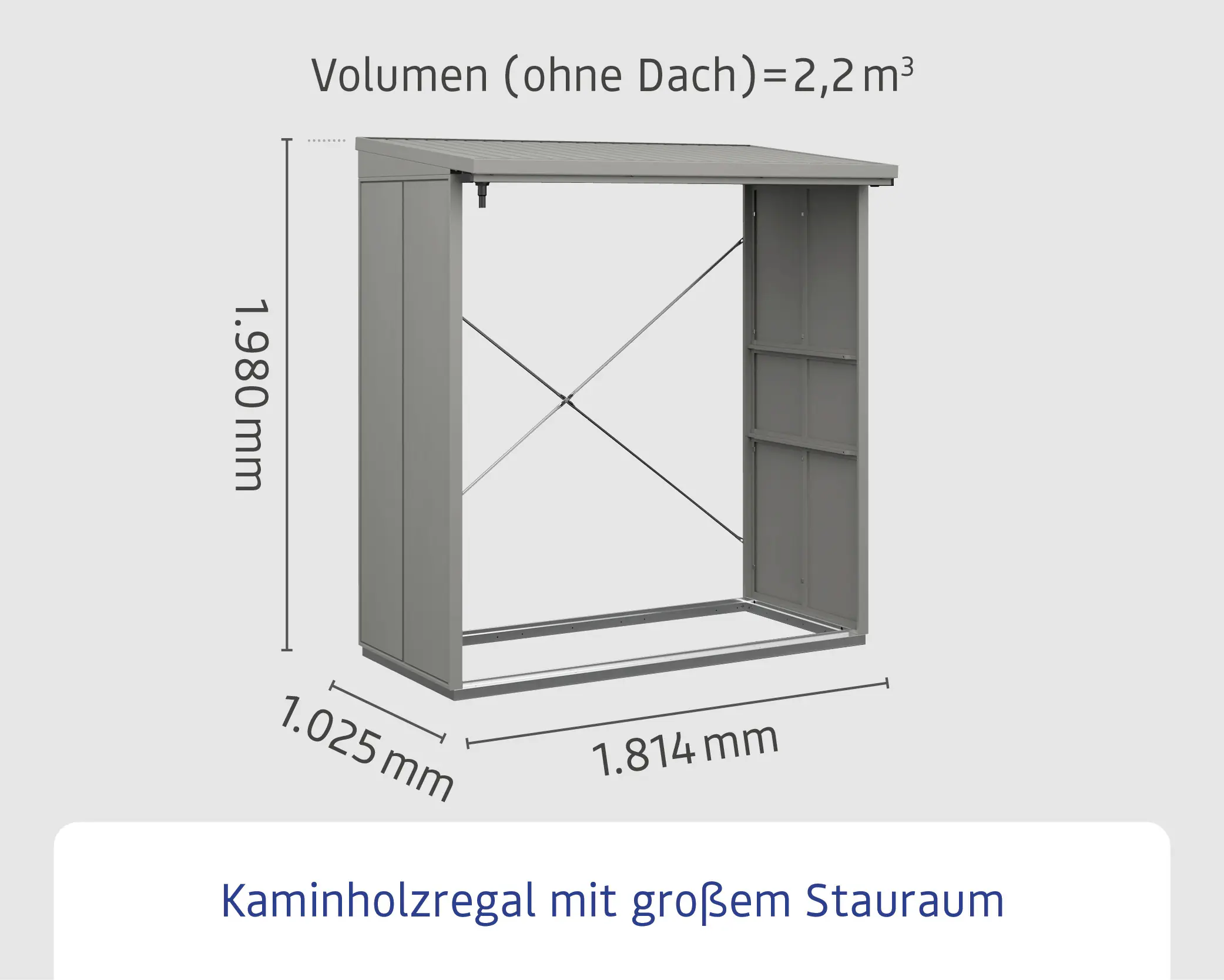 Ecostar Kaminholzregal Elegant-V Typ 2, graualuminium, mit Verstrebung