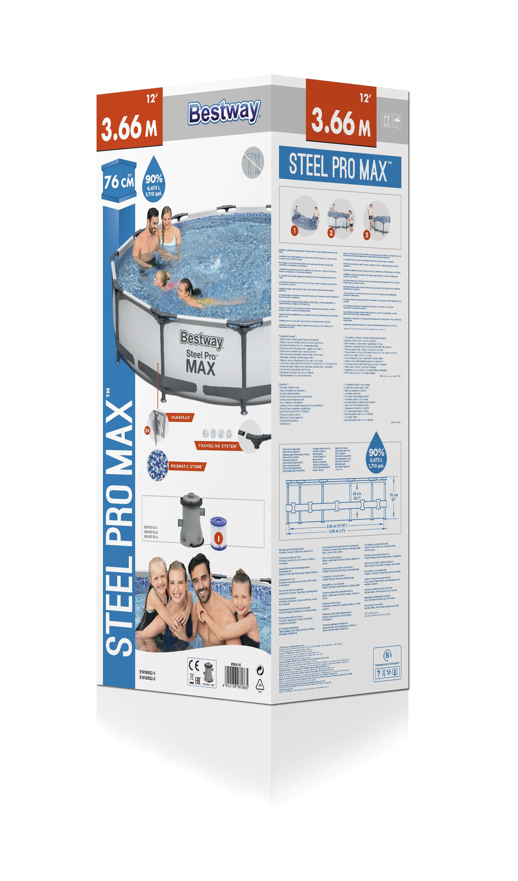 6942138981896_3 Bestway Steel Pro Max Frame Pool-Set Ø 366 x 76 cm, inkl. Filterpumpe