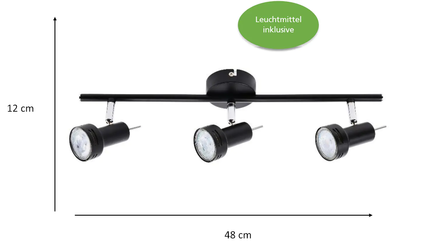 Primaster Deckenstrahler 3er LED Spot New York GU10 8 x 48 x 12 cm schwarz  Primaster Deckenstrahler 3er LED Spot New York GU10 8 x 48 x 12 cm schwarz