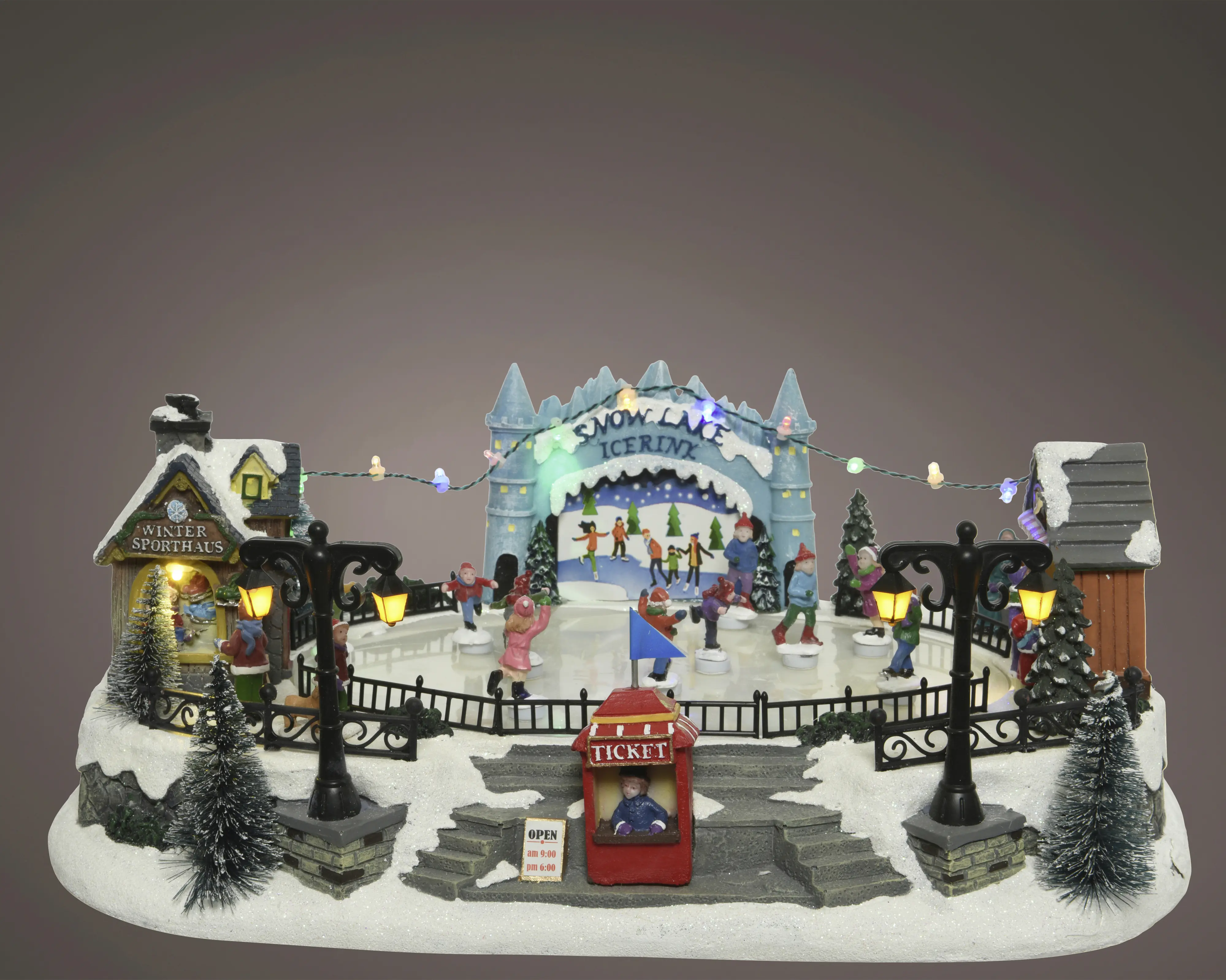 Lumineo LED Weihnachtsdorf Polyresin 42 x 17 cm bunt 