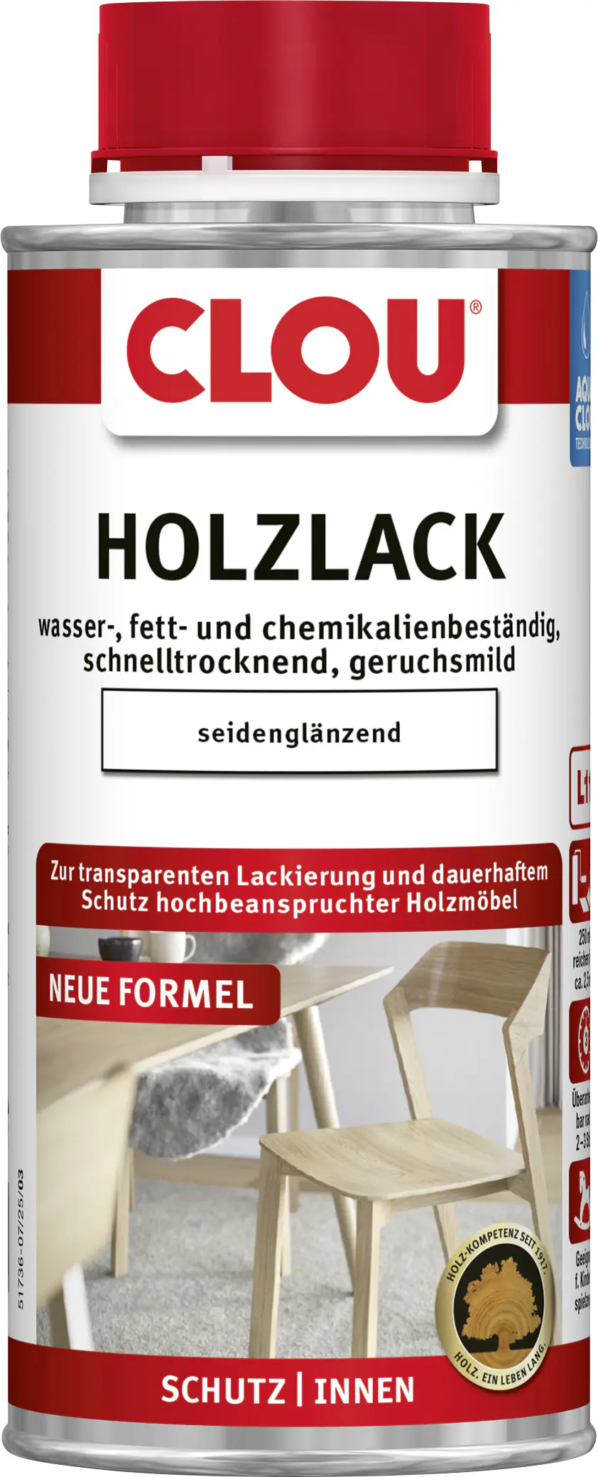 Aqua Clou Holzlack 250 ml seidenglänzend transparent