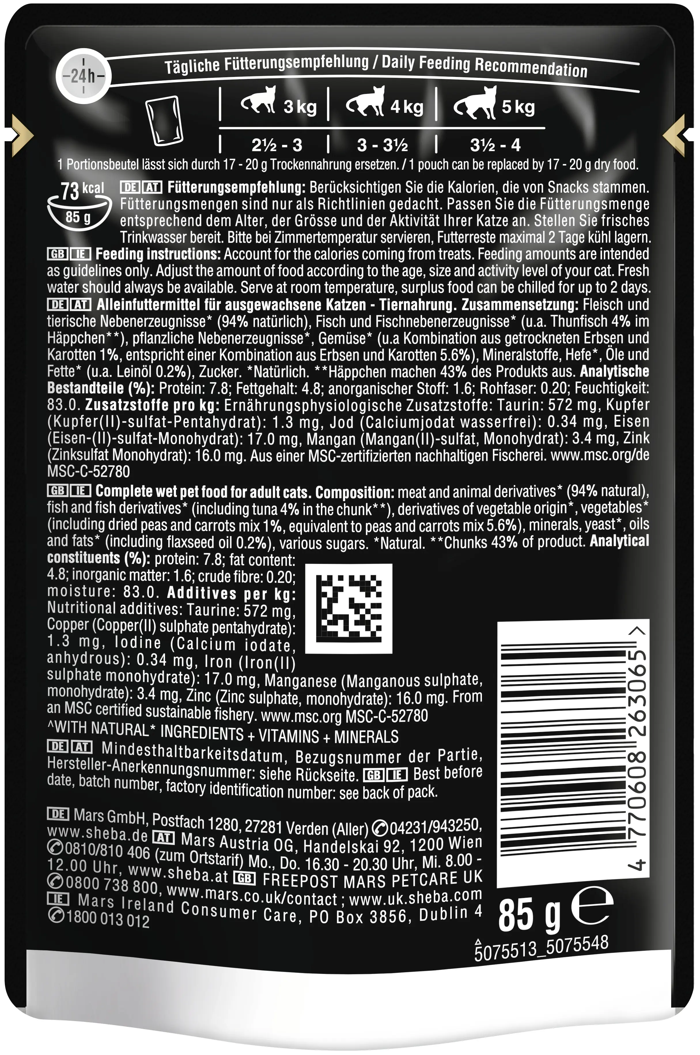 Sheba Pouch Katzennassfutter Adult 85 g Thunfisch & Leinöl