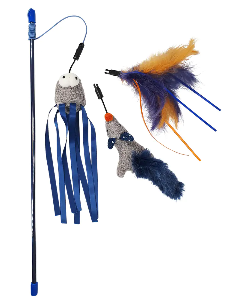 Nobby Katzenangel mit Mausspielzeug in blau Nobby Katzenangel mit Mausspielzeug in blau