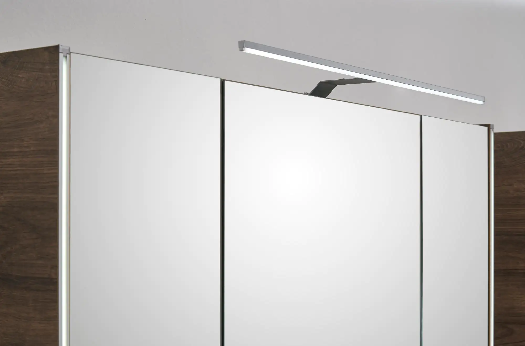 Pelipal Badmöbel-Set 6040 Stahlgrau/Eiche Ribbeck mit Mineralmarmor-Waschtisch+Hochschrank 137cm