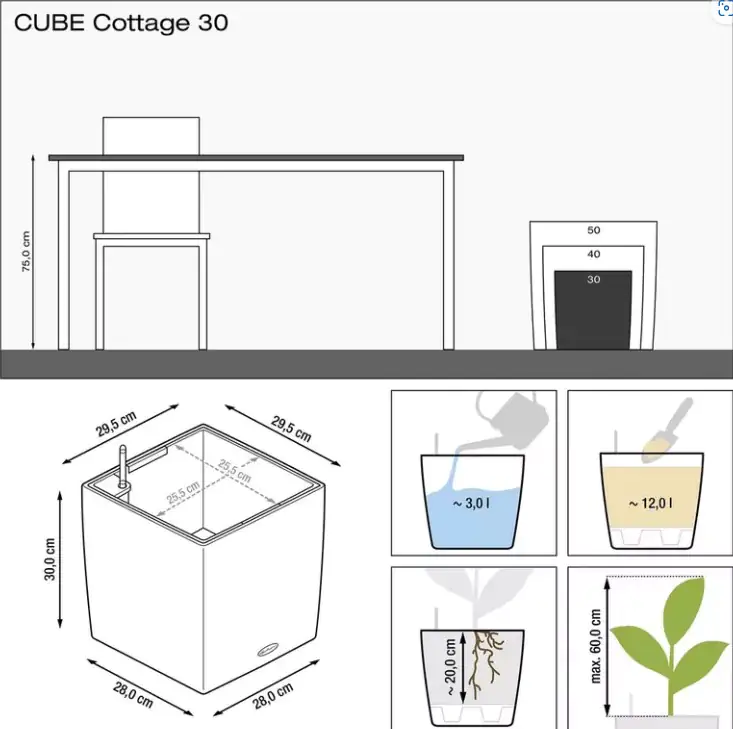 Lechuza Pflanzgefäß Cube Cottage 30 granit